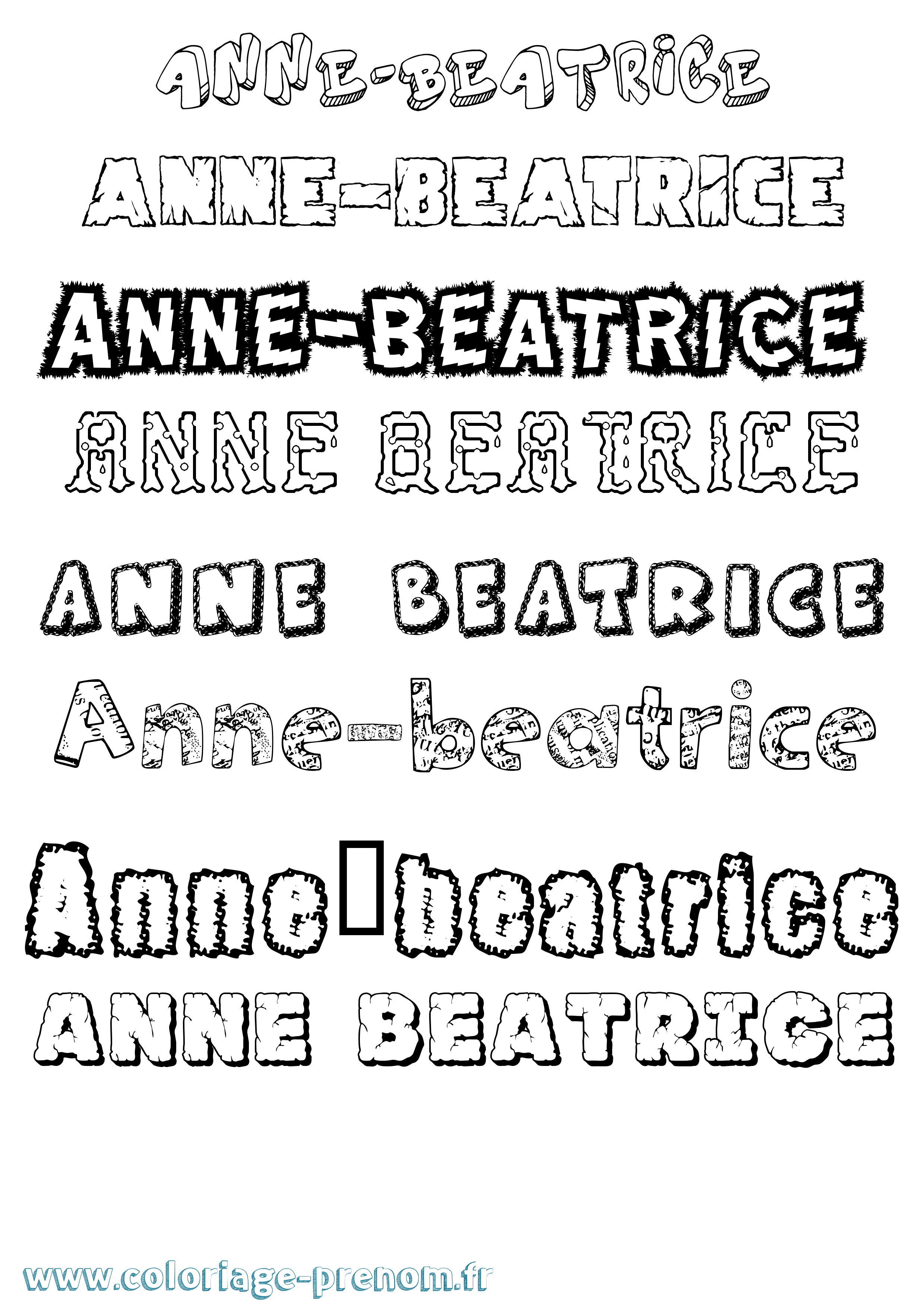 Coloriage Anne-Béatrice Destructuré Coloriage prénom Anne-Béatrice Destructuré