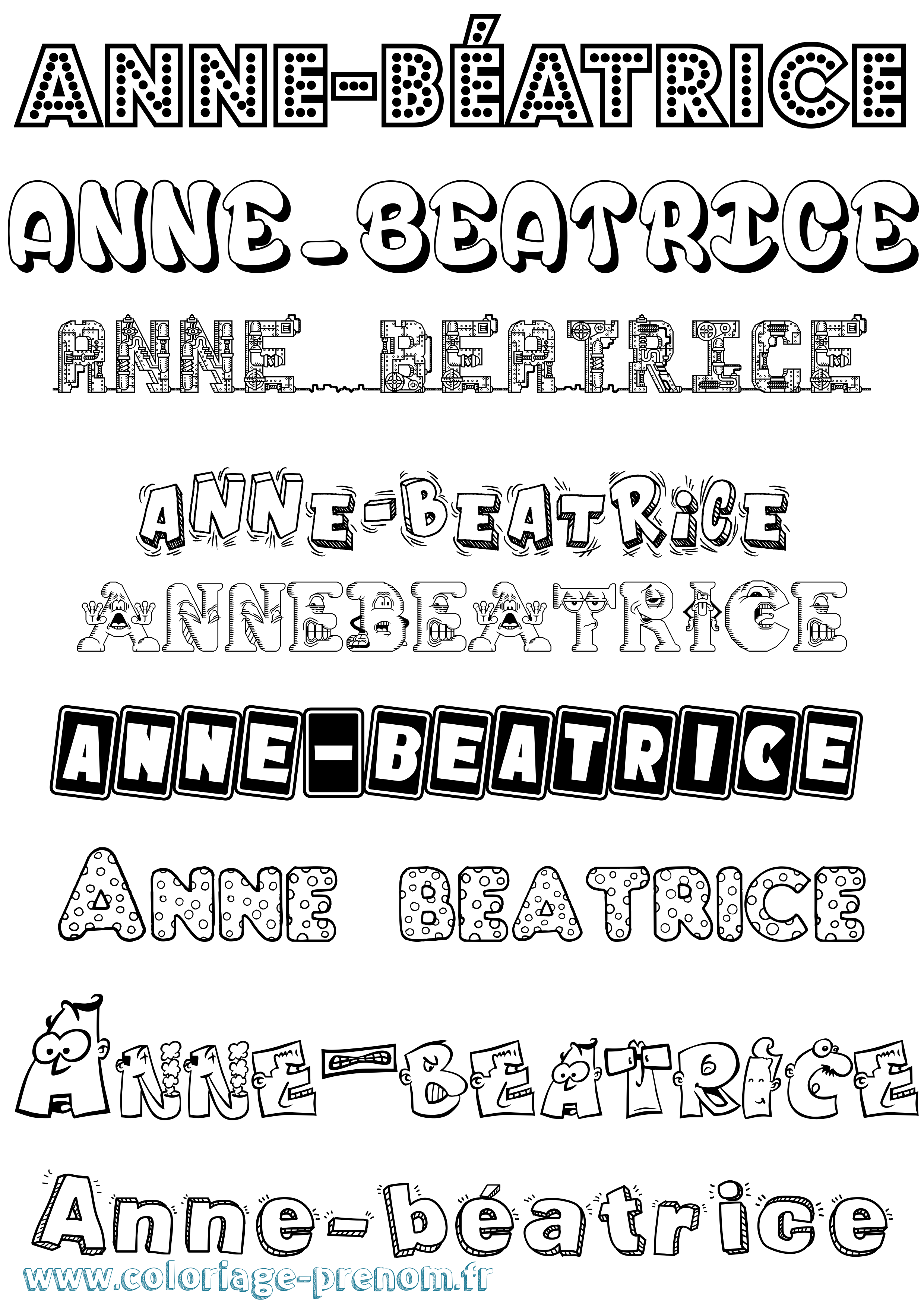 Coloriage Anne-Béatrice Fun Coloriage prénom Anne-Béatrice Fun
