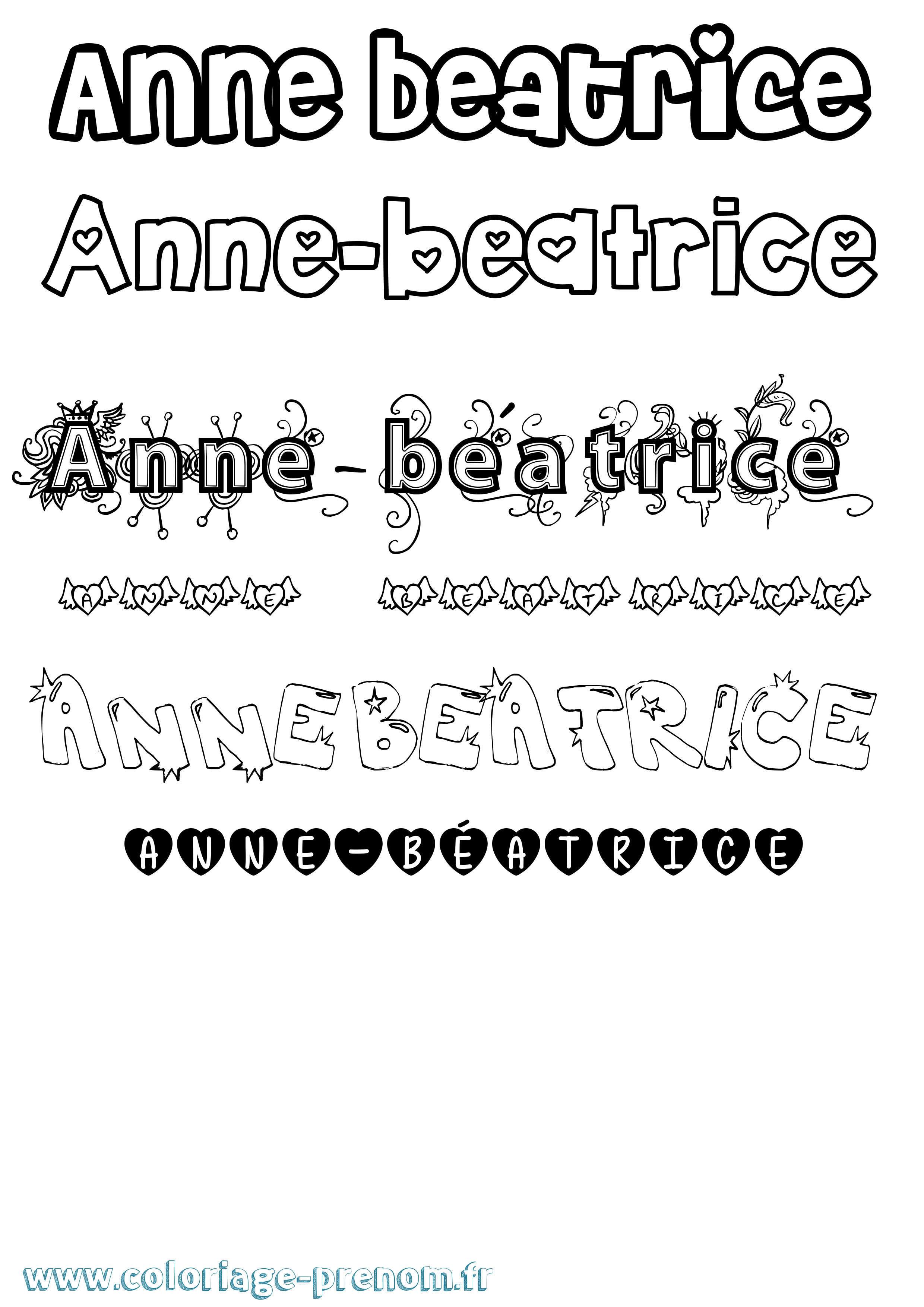 Coloriage Anne-Béatrice Girly Coloriage prénom Anne-Béatrice Girly