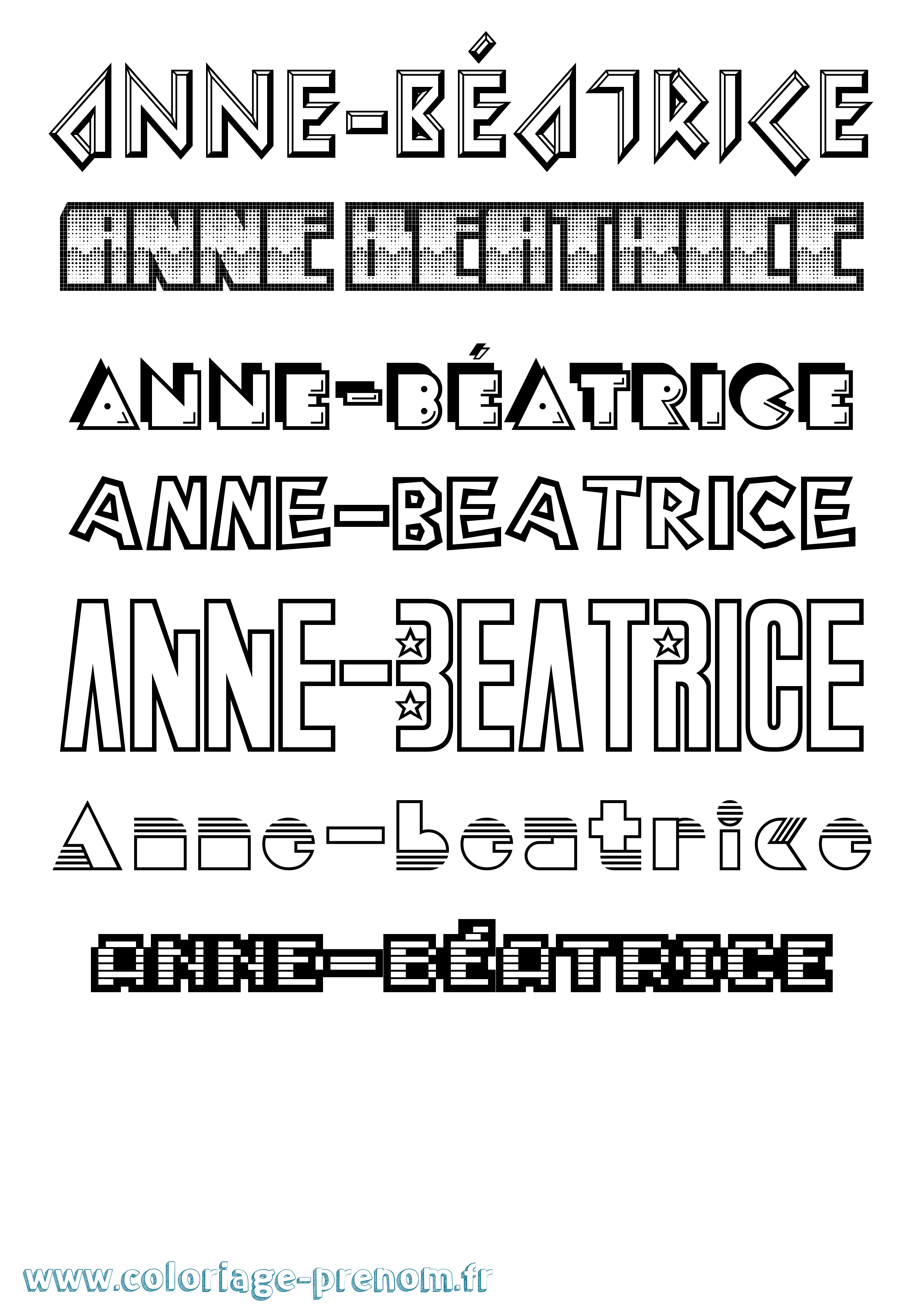 Coloriage Anne-Béatrice Jeux Vidéos Coloriage prénom Anne-Béatrice Jeux Vidéos