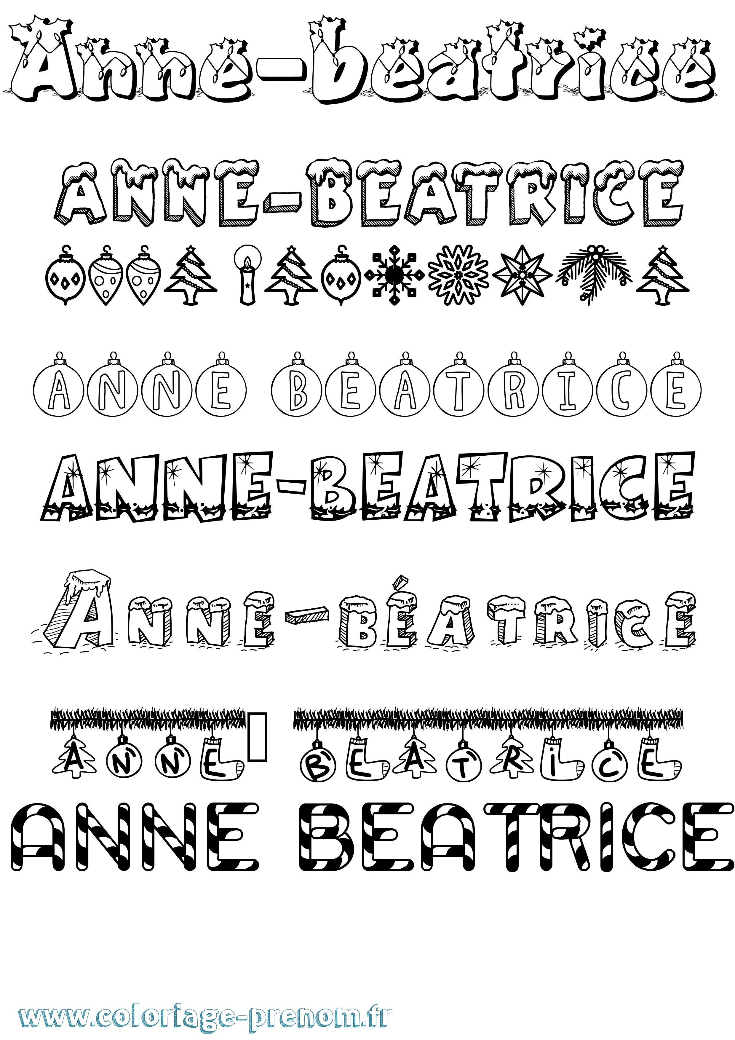 Coloriage Anne-Béatrice Noël Coloriage prénom Anne-Béatrice Noël