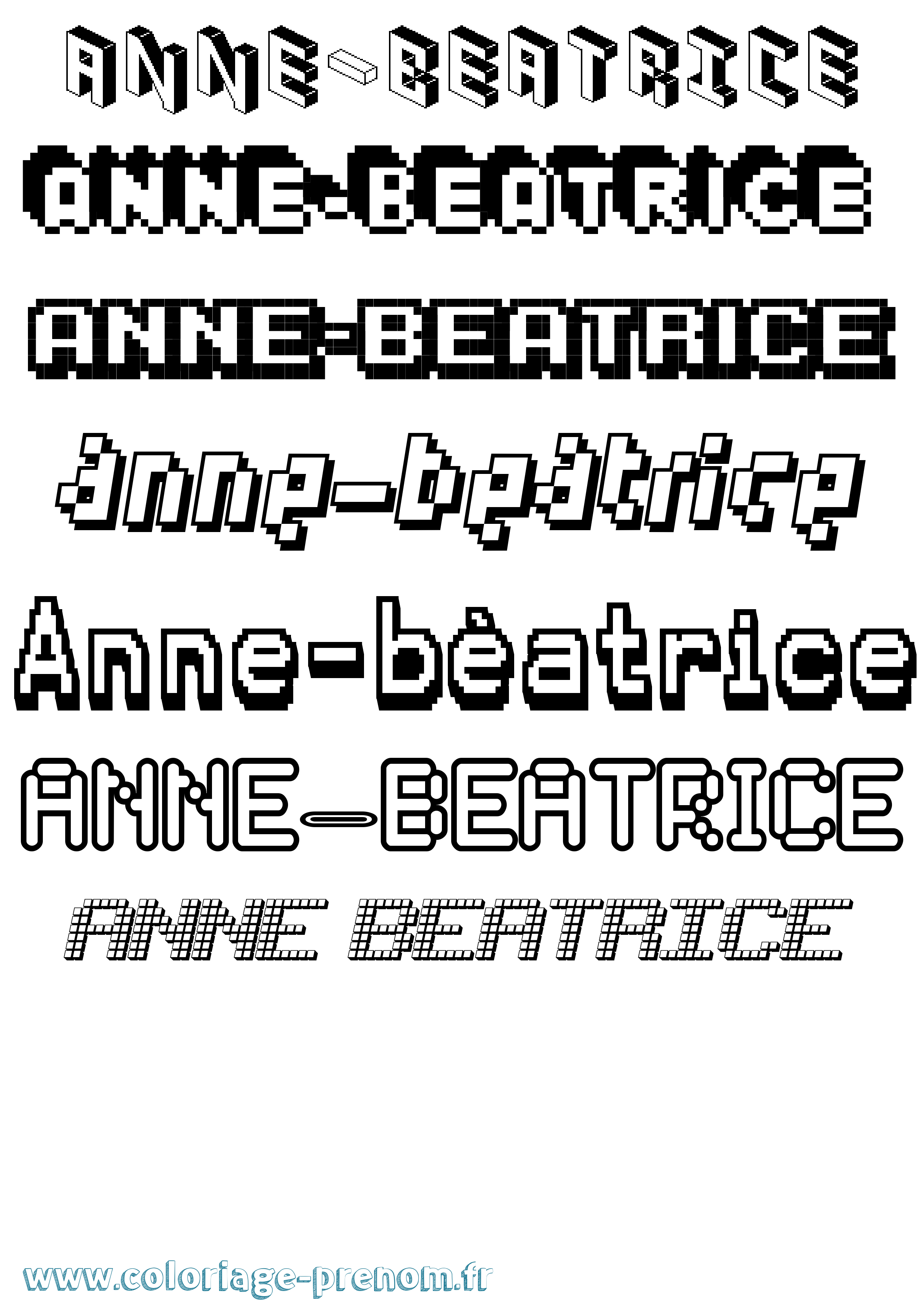 Coloriage Anne-Béatrice Pixel Coloriage prénom Anne-Béatrice Pixel