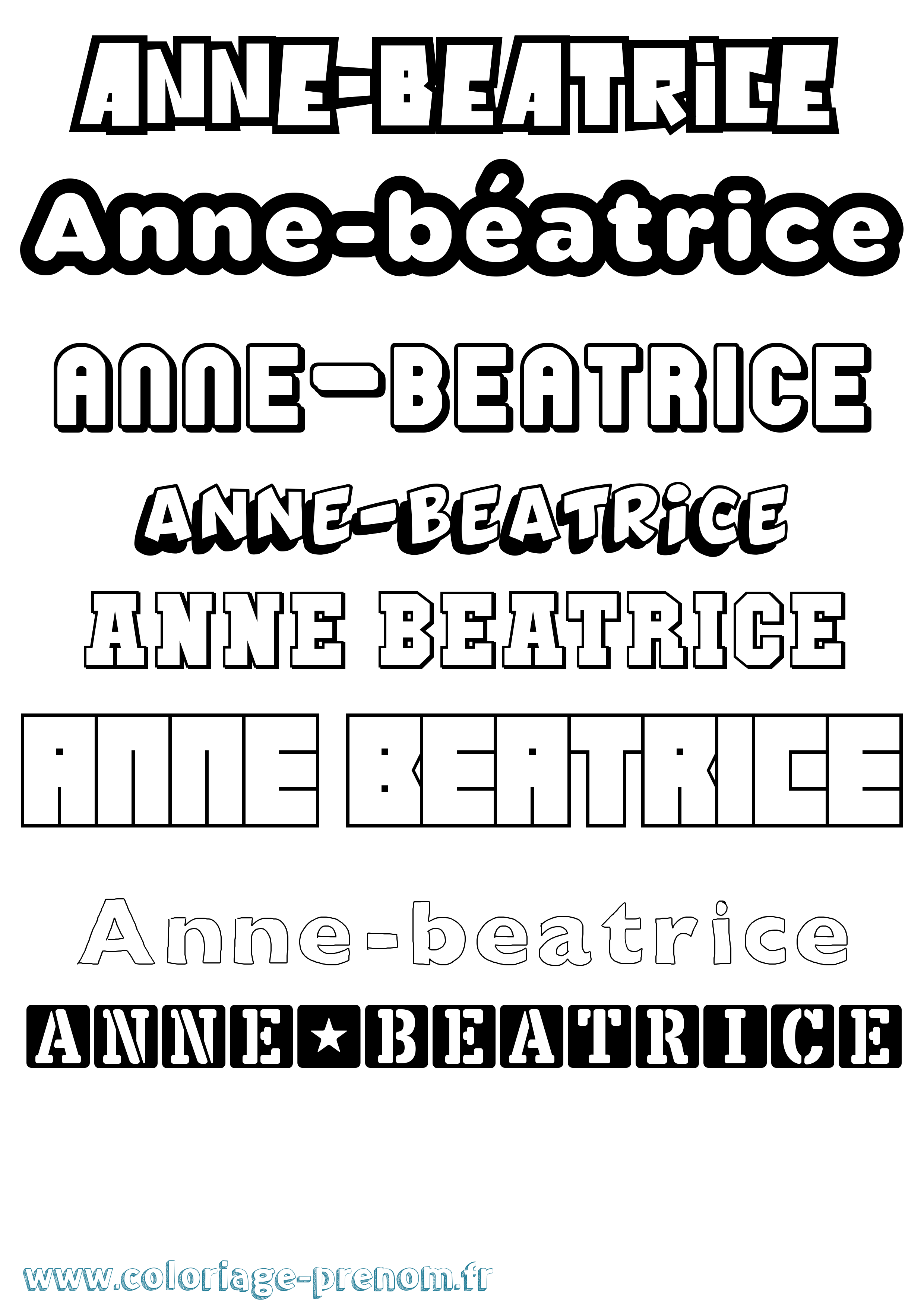 Coloriage Anne-Béatrice Simple Coloriage prénom Anne-Béatrice Simple