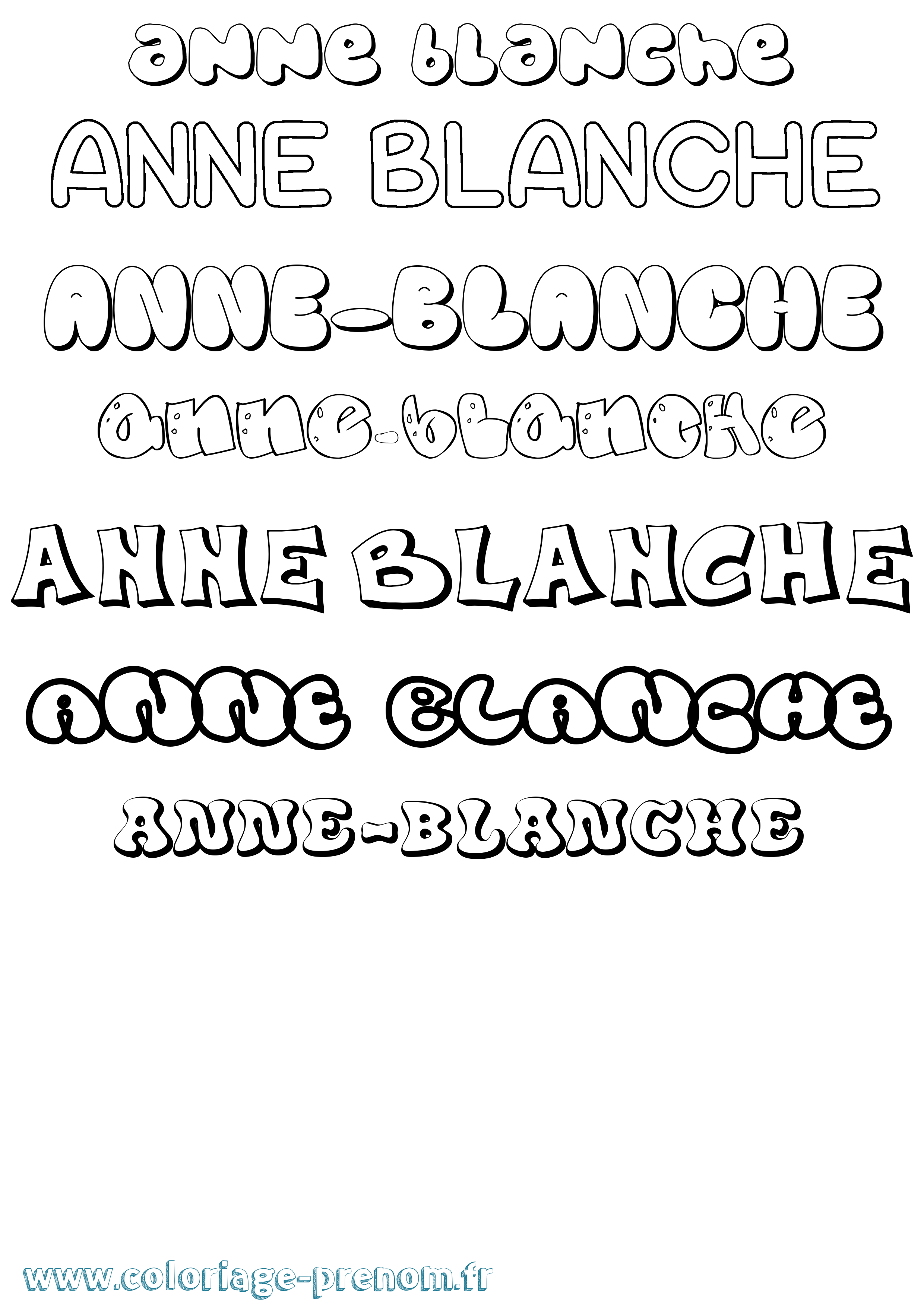 Coloriage Anne-Blanche Bubble Coloriage prénom Anne-Blanche Bubble