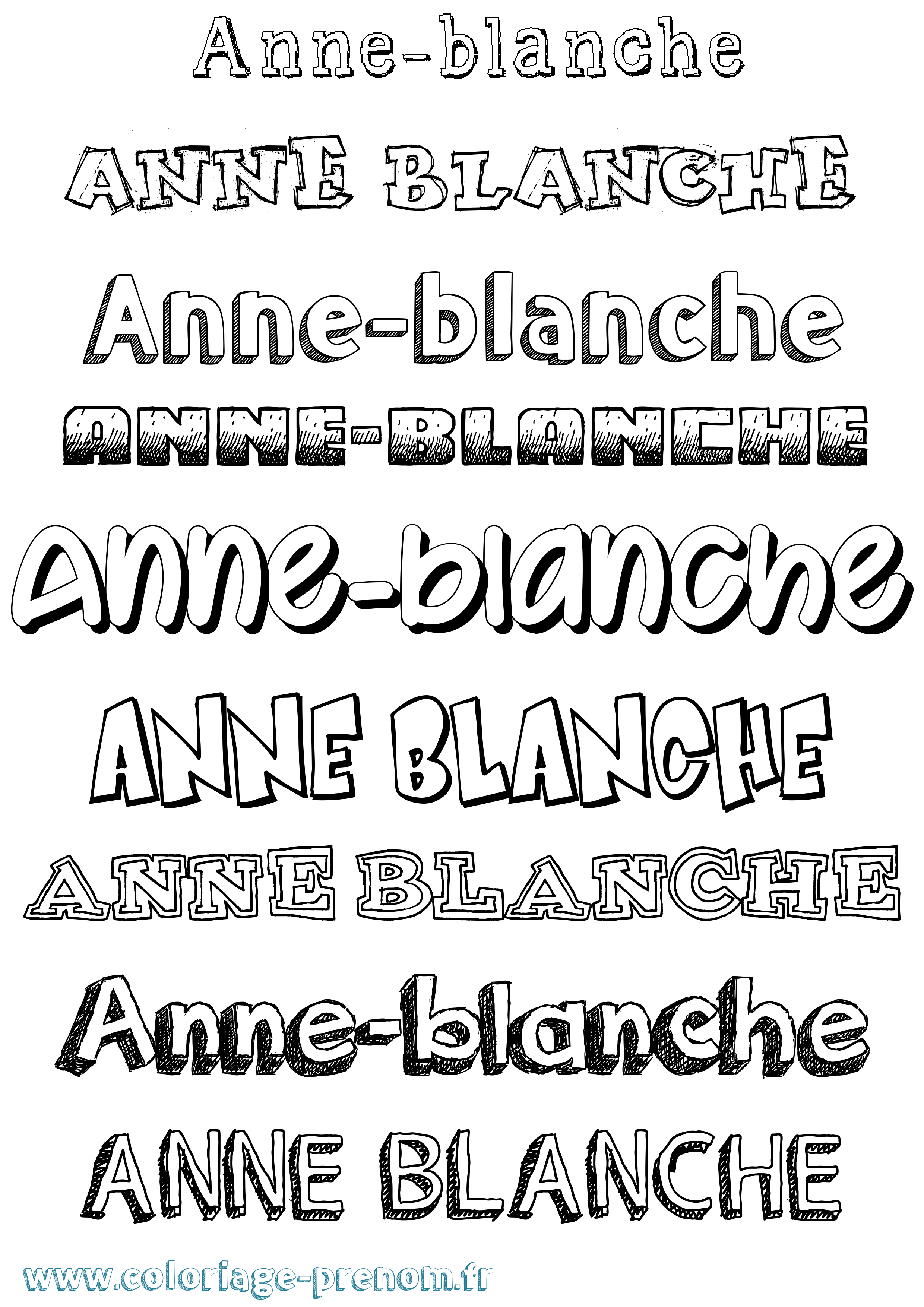 Coloriage Anne-Blanche Dessiné Coloriage prénom Anne-Blanche Dessiné