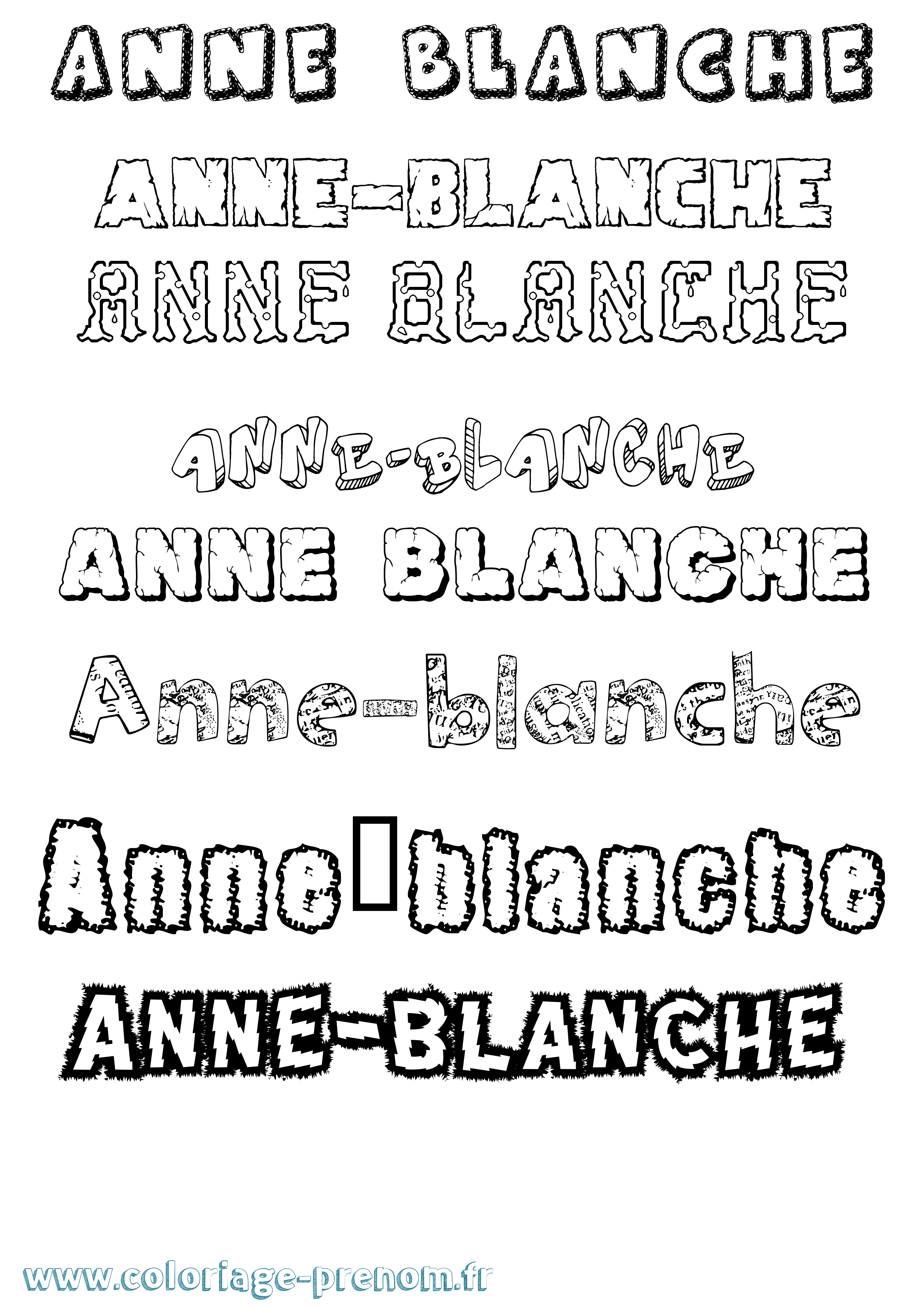 Coloriage Anne-Blanche Destructuré Coloriage prénom Anne-Blanche Destructuré