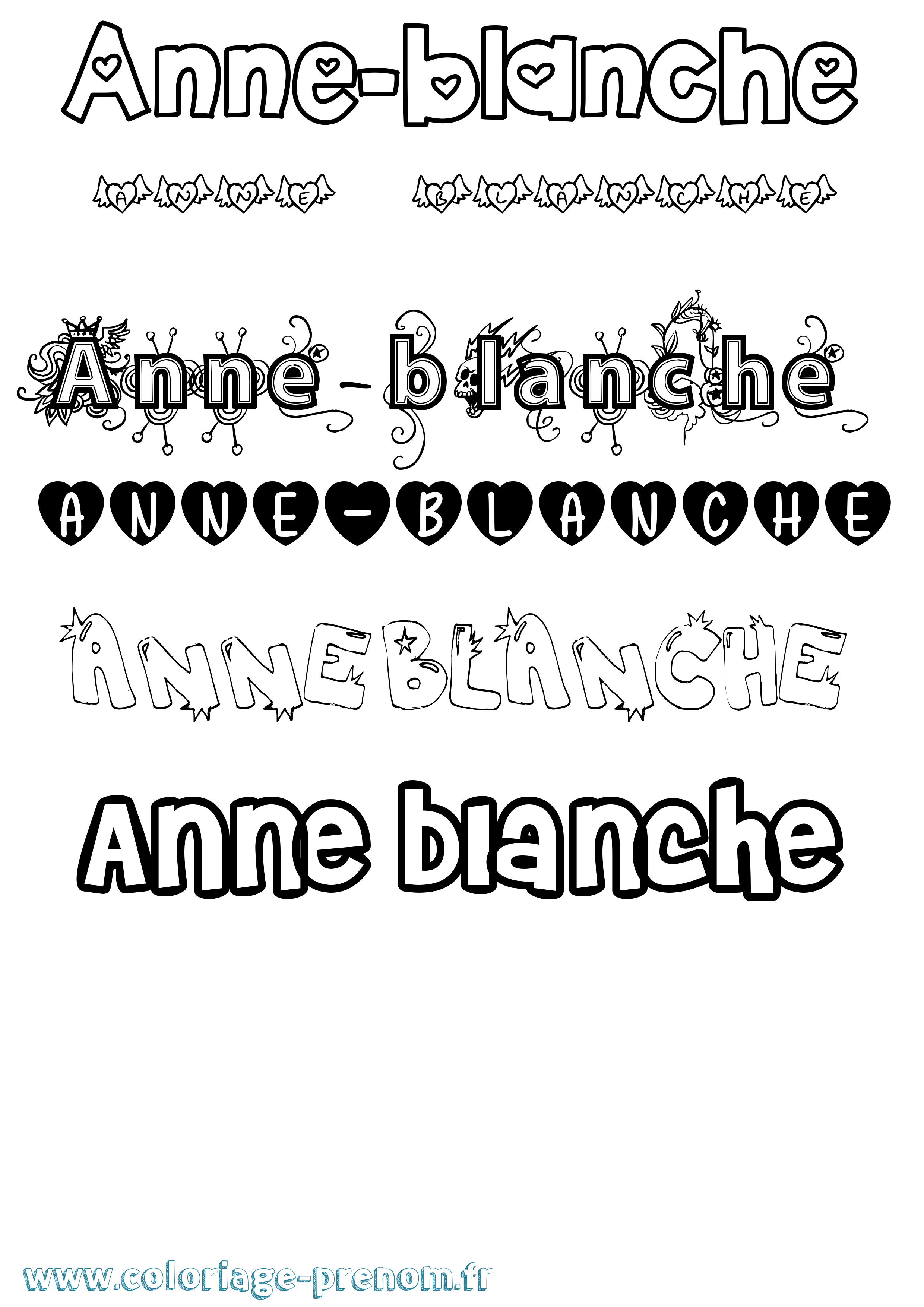 Coloriage Anne-Blanche Girly Coloriage prénom Anne-Blanche Girly