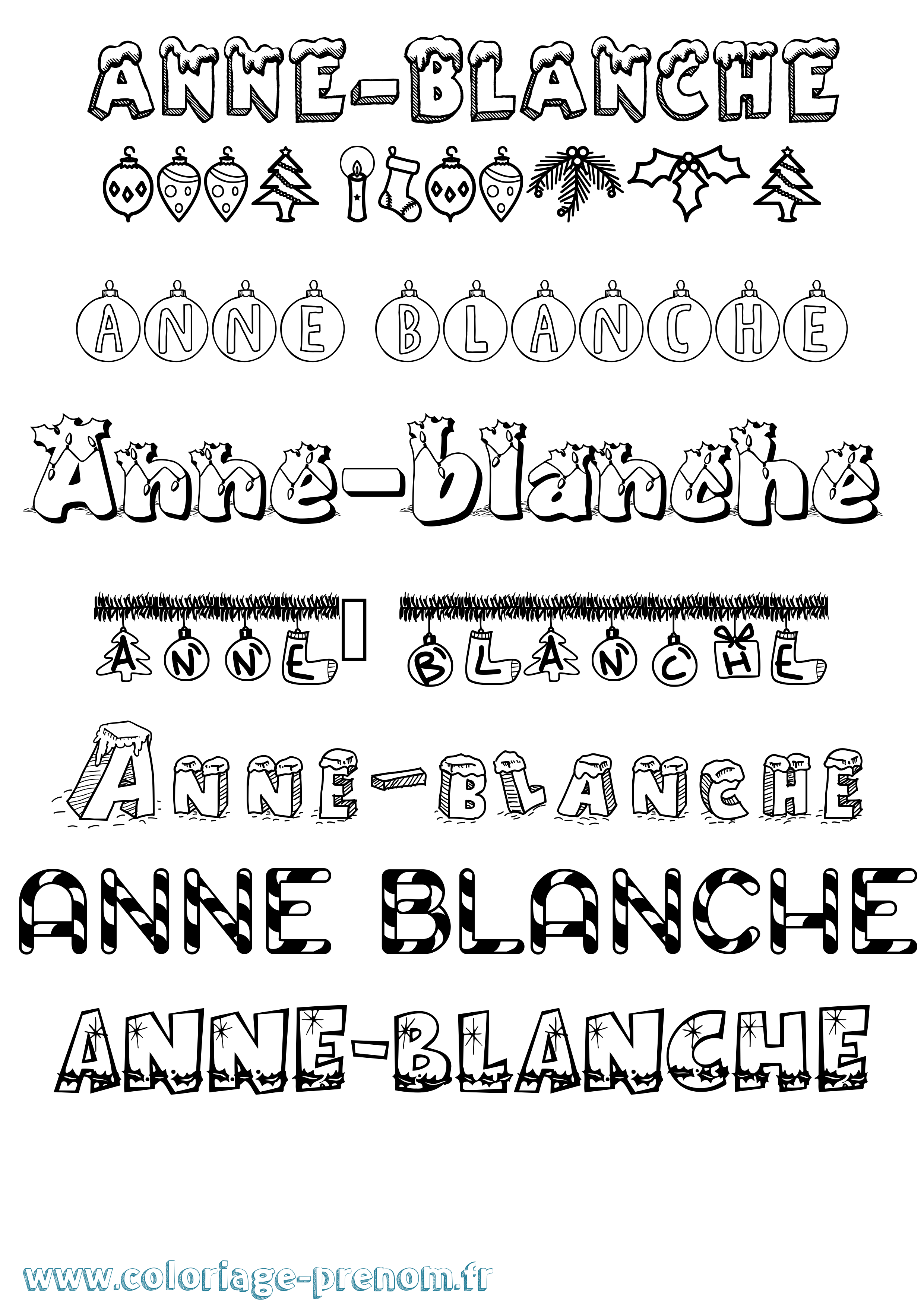 Coloriage Anne-Blanche Noël Coloriage prénom Anne-Blanche Noël