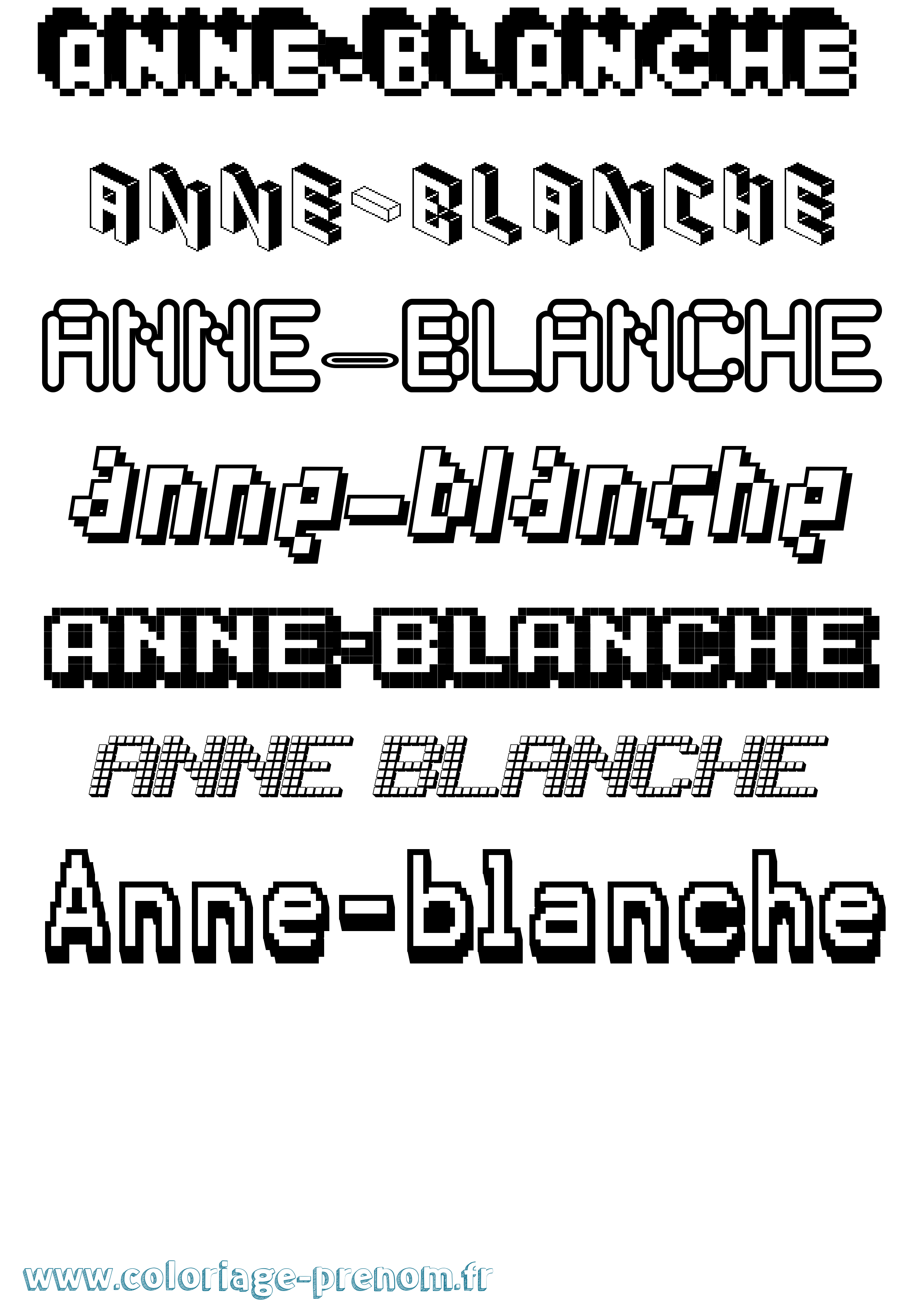 Coloriage Anne-Blanche Pixel Coloriage prénom Anne-Blanche Pixel