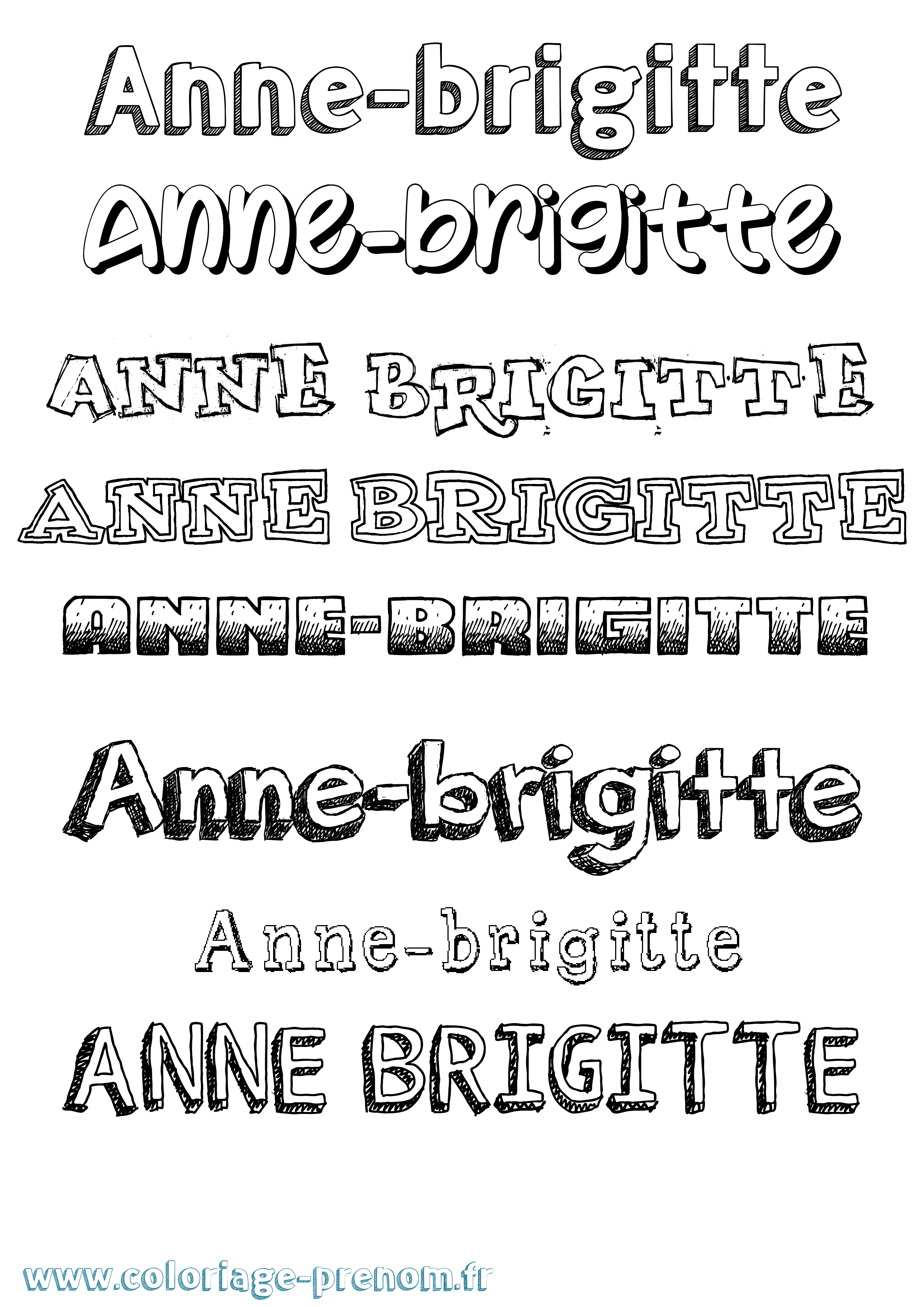 Coloriage Anne-Brigitte Dessiné Coloriage prénom Anne-Brigitte Dessiné