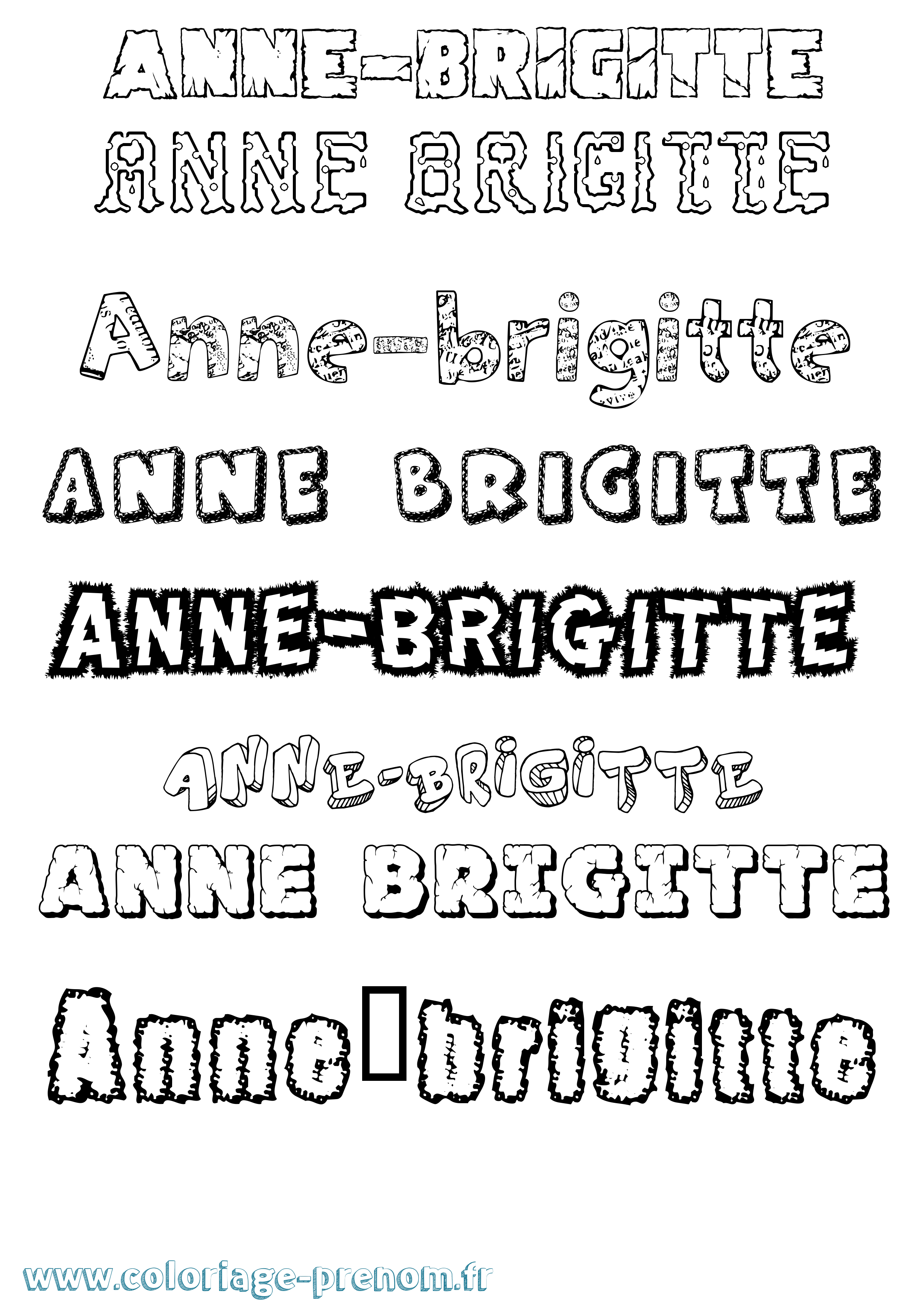 Coloriage Anne-Brigitte Destructuré Coloriage prénom Anne-Brigitte Destructuré