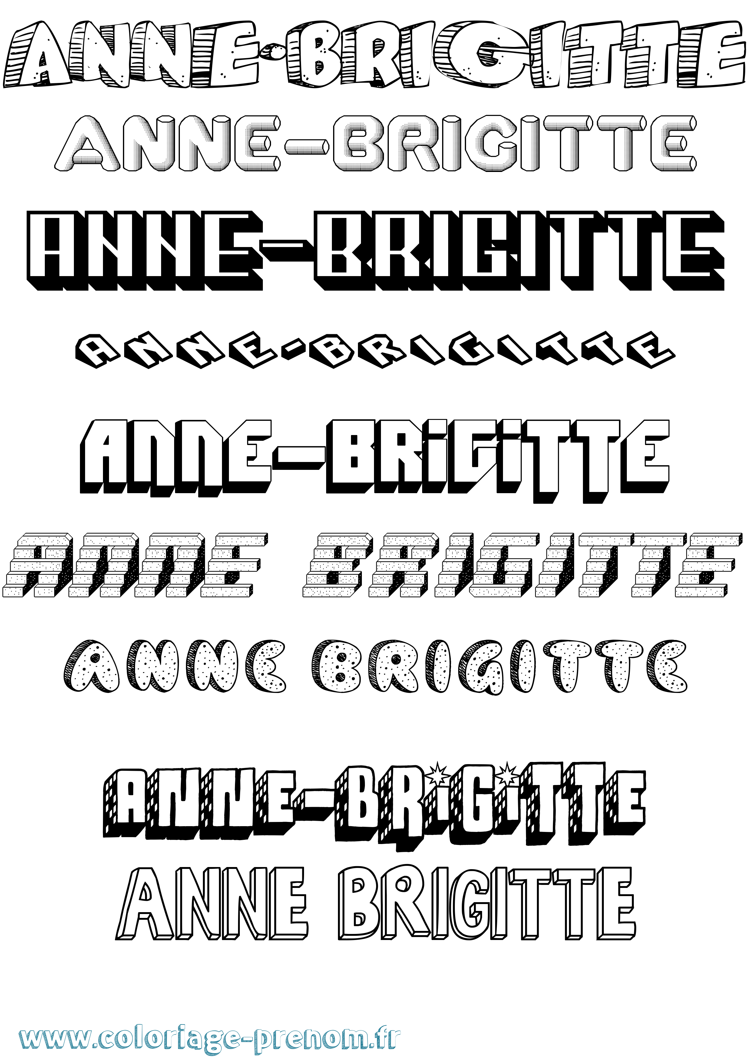 Coloriage Anne-Brigitte Effet 3D Coloriage prénom Anne-Brigitte Effet 3D