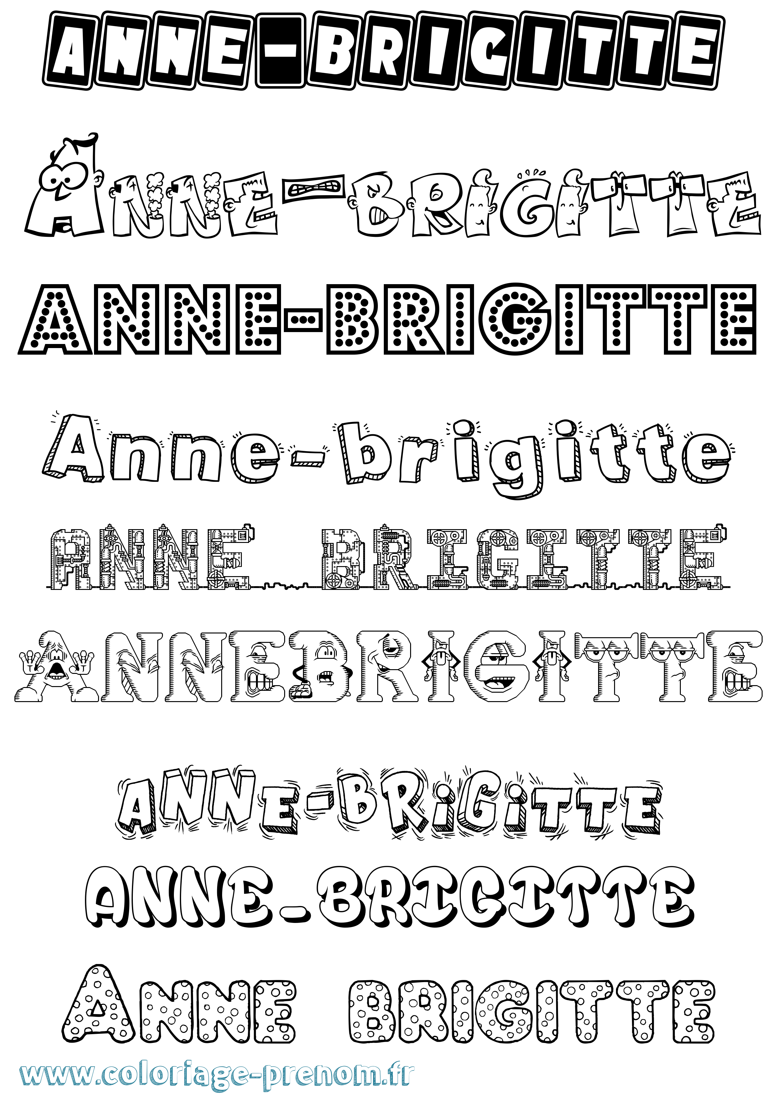 Coloriage Anne-Brigitte Fun Coloriage prénom Anne-Brigitte Fun