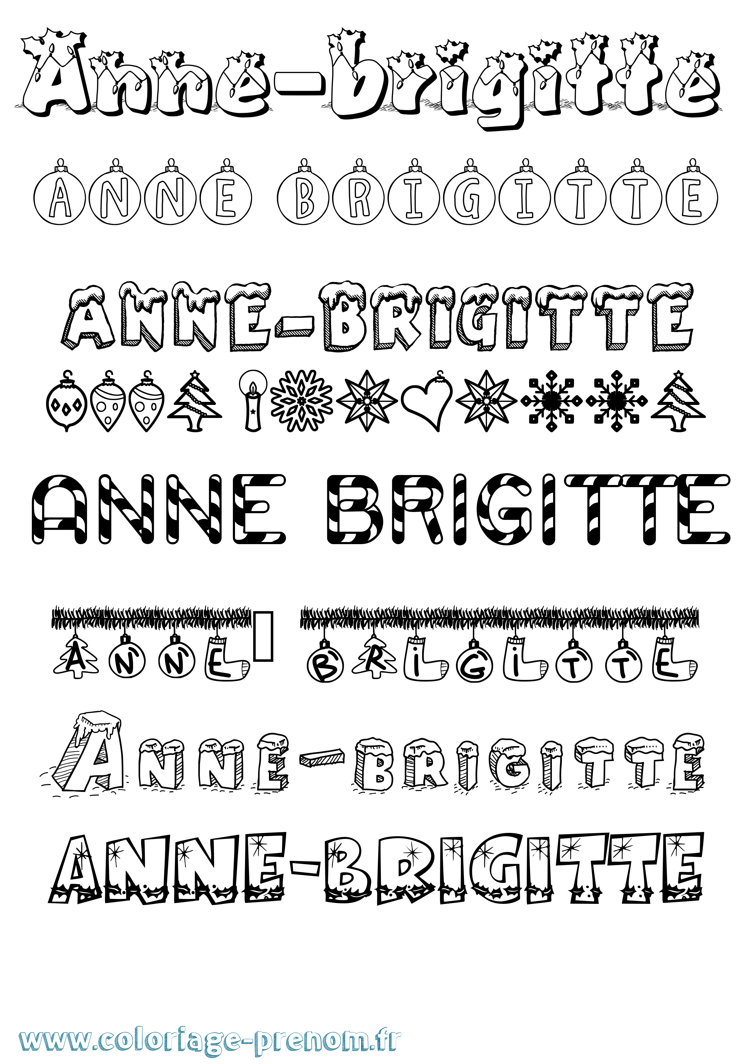 Coloriage Anne-Brigitte Noël Coloriage prénom Anne-Brigitte Noël