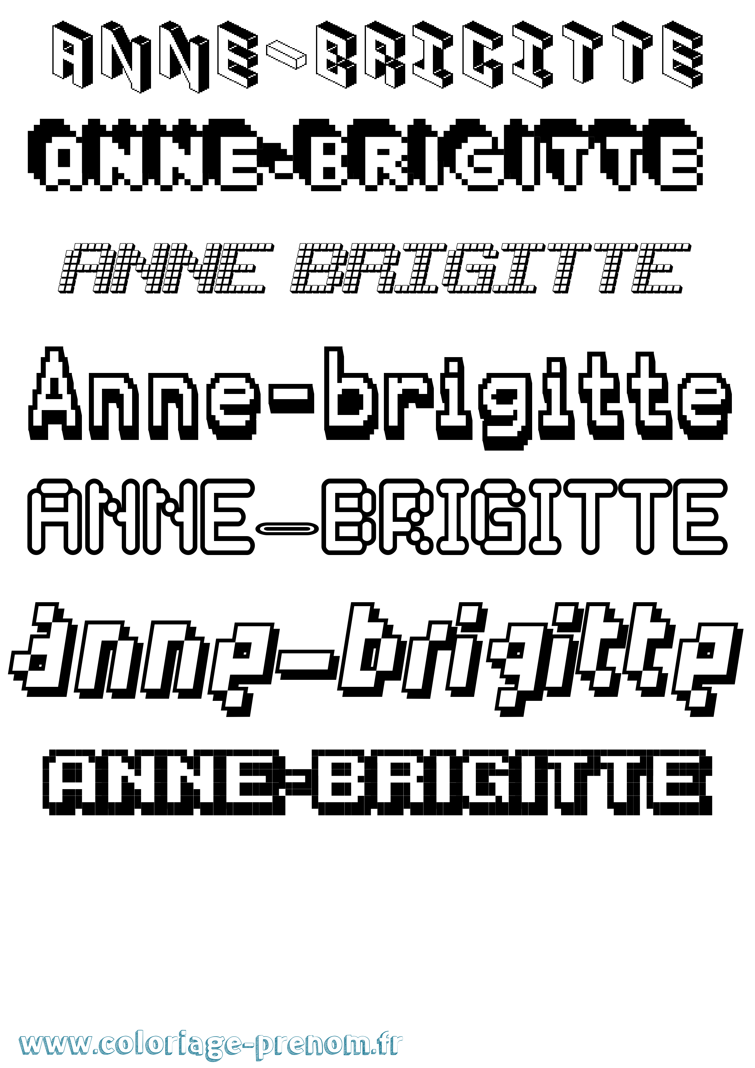 Coloriage Anne-Brigitte Pixel Coloriage prénom Anne-Brigitte Pixel