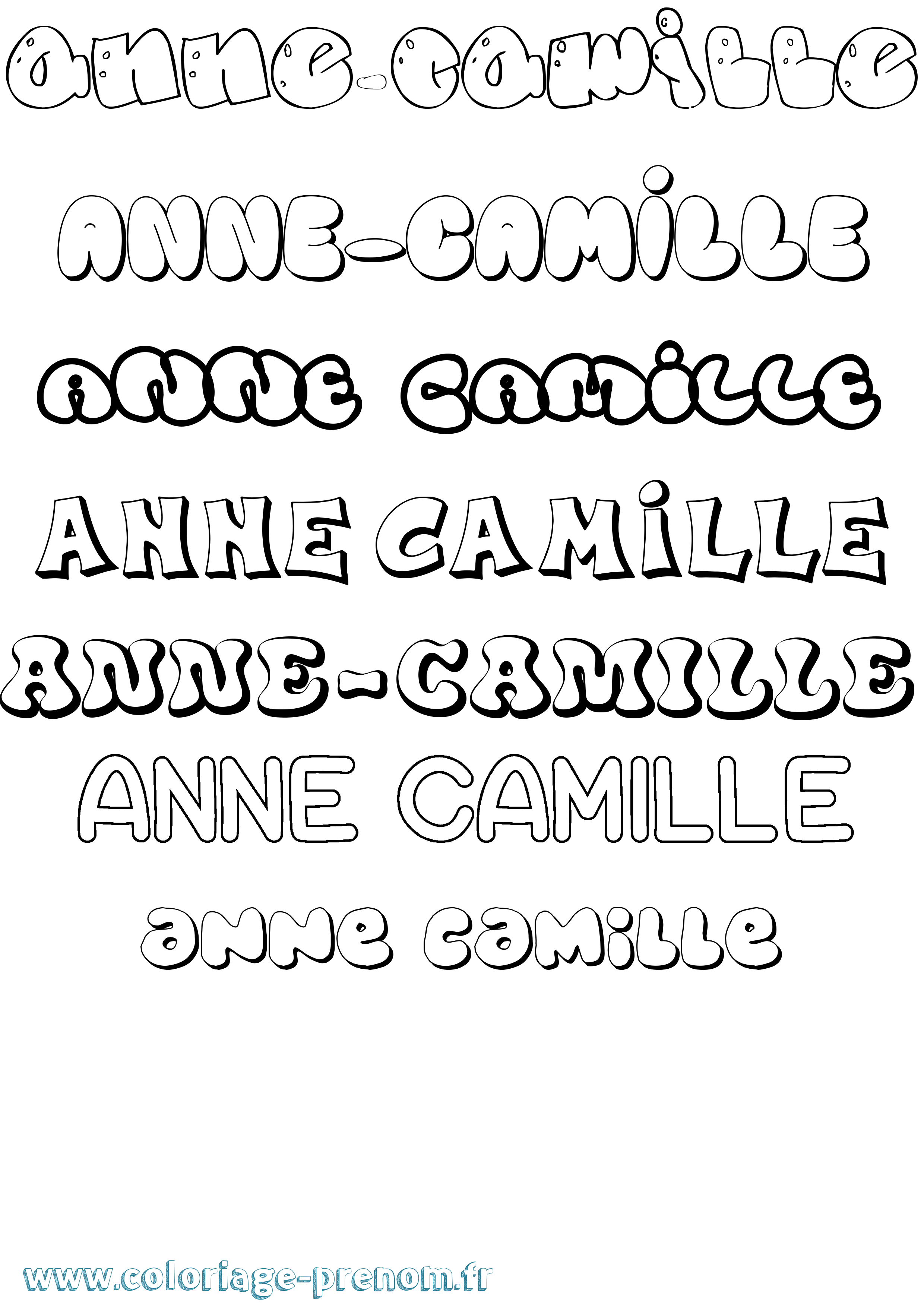 Coloriage Anne-Camille Bubble Coloriage prénom Anne-Camille Bubble