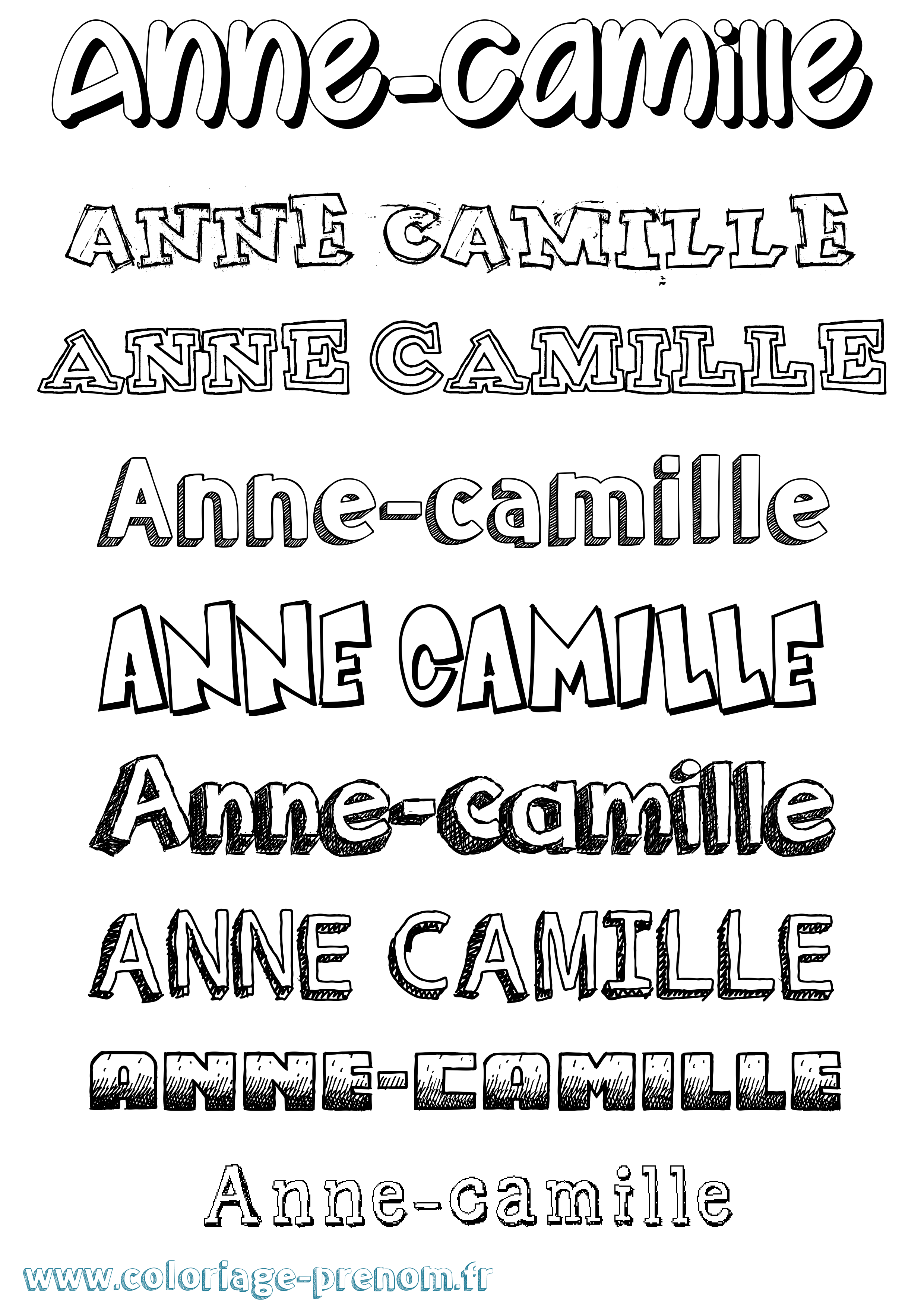 Coloriage Anne-Camille Dessiné Coloriage prénom Anne-Camille Dessiné