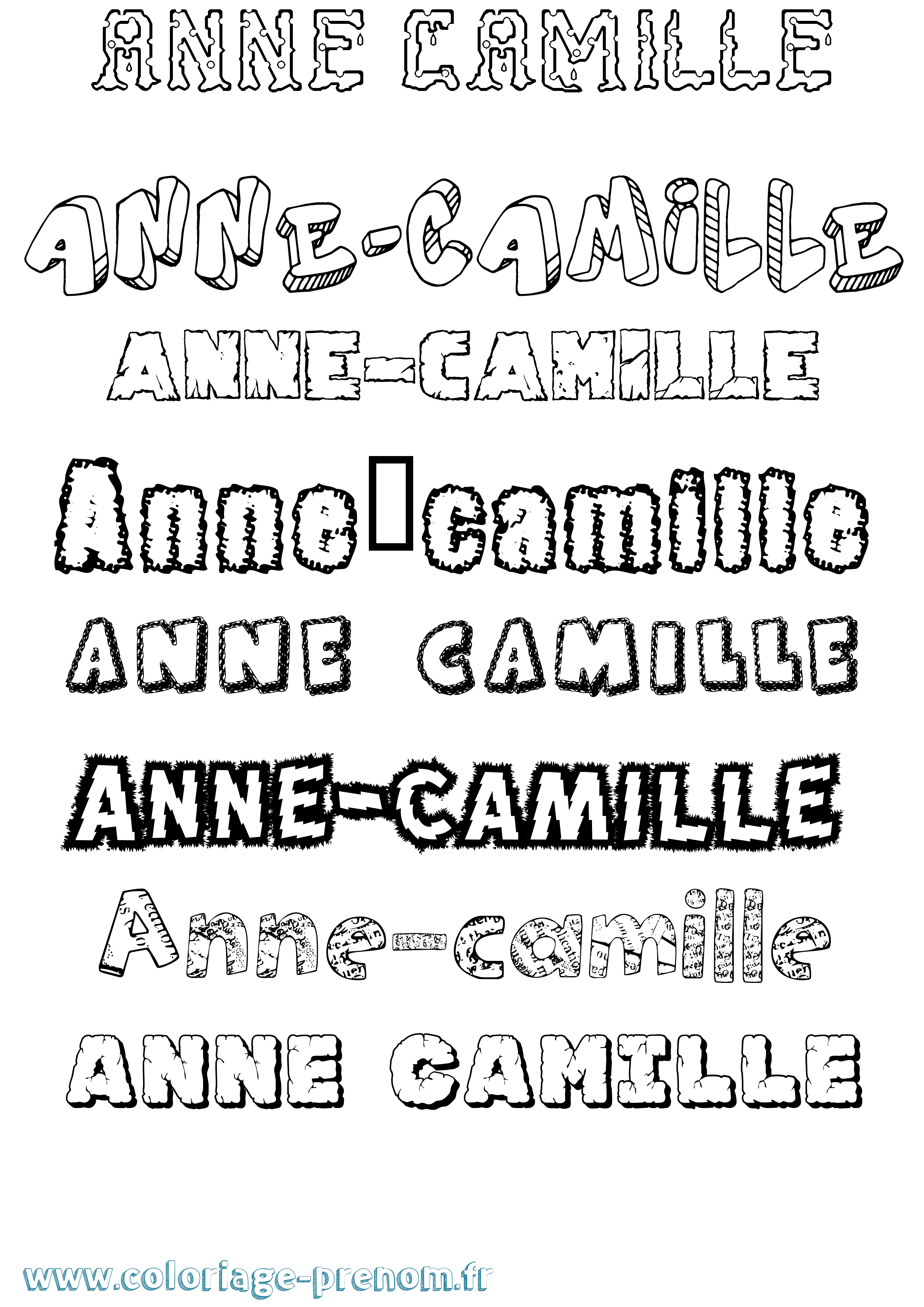 Coloriage Anne-Camille Destructuré Coloriage prénom Anne-Camille Destructuré