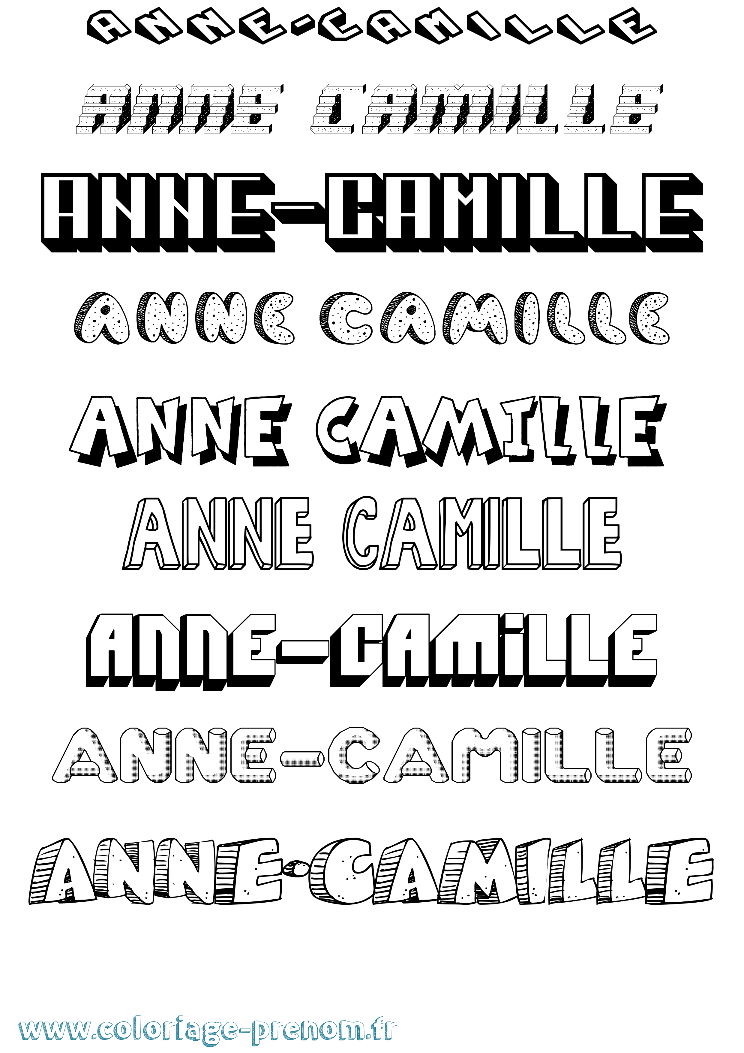 Coloriage Anne-Camille Effet 3D Coloriage prénom Anne-Camille Effet 3D