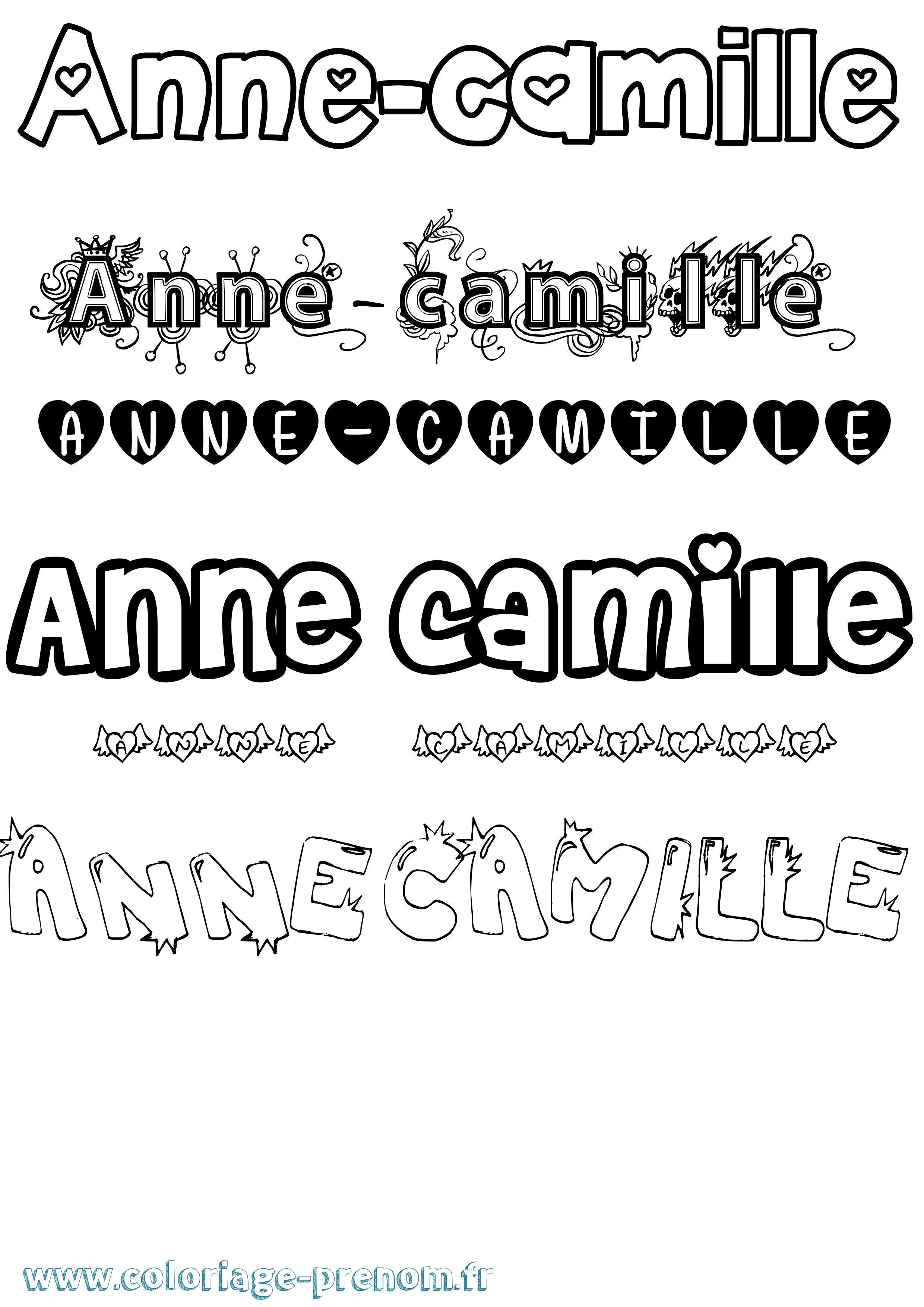 Coloriage Anne-Camille Girly Coloriage prénom Anne-Camille Girly