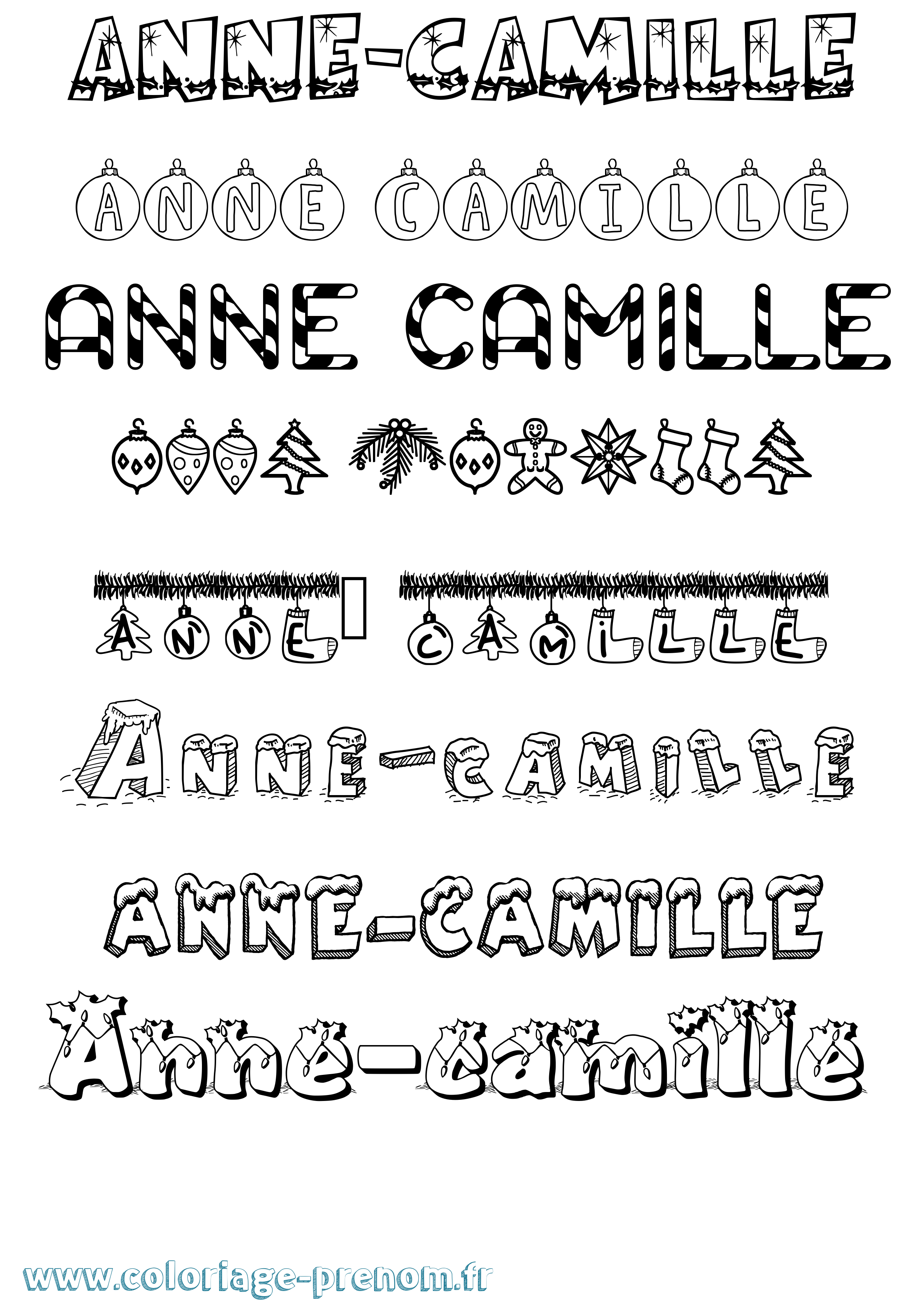 Coloriage Anne-Camille Noël Coloriage prénom Anne-Camille Noël