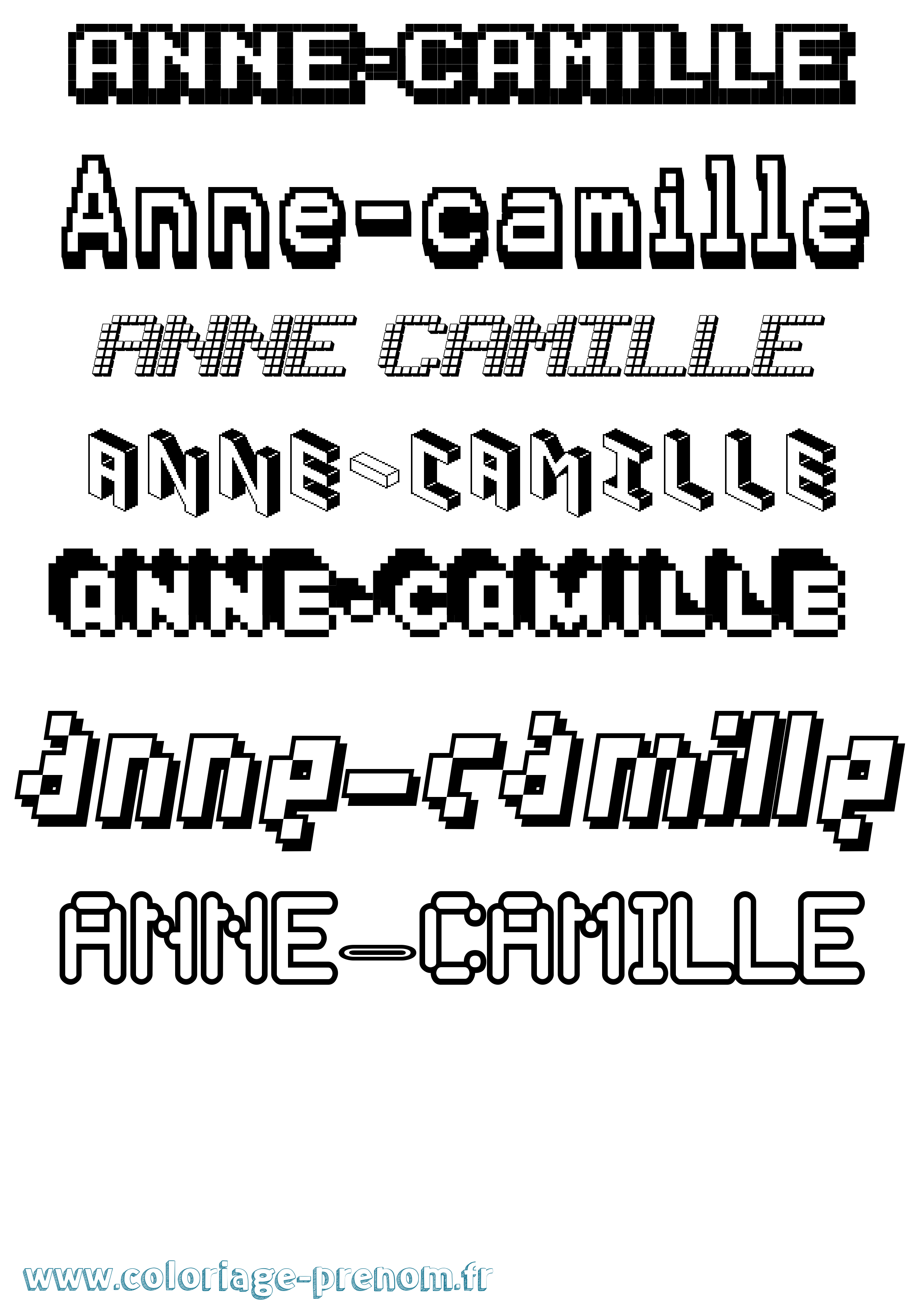 Coloriage Anne-Camille Pixel Coloriage prénom Anne-Camille Pixel