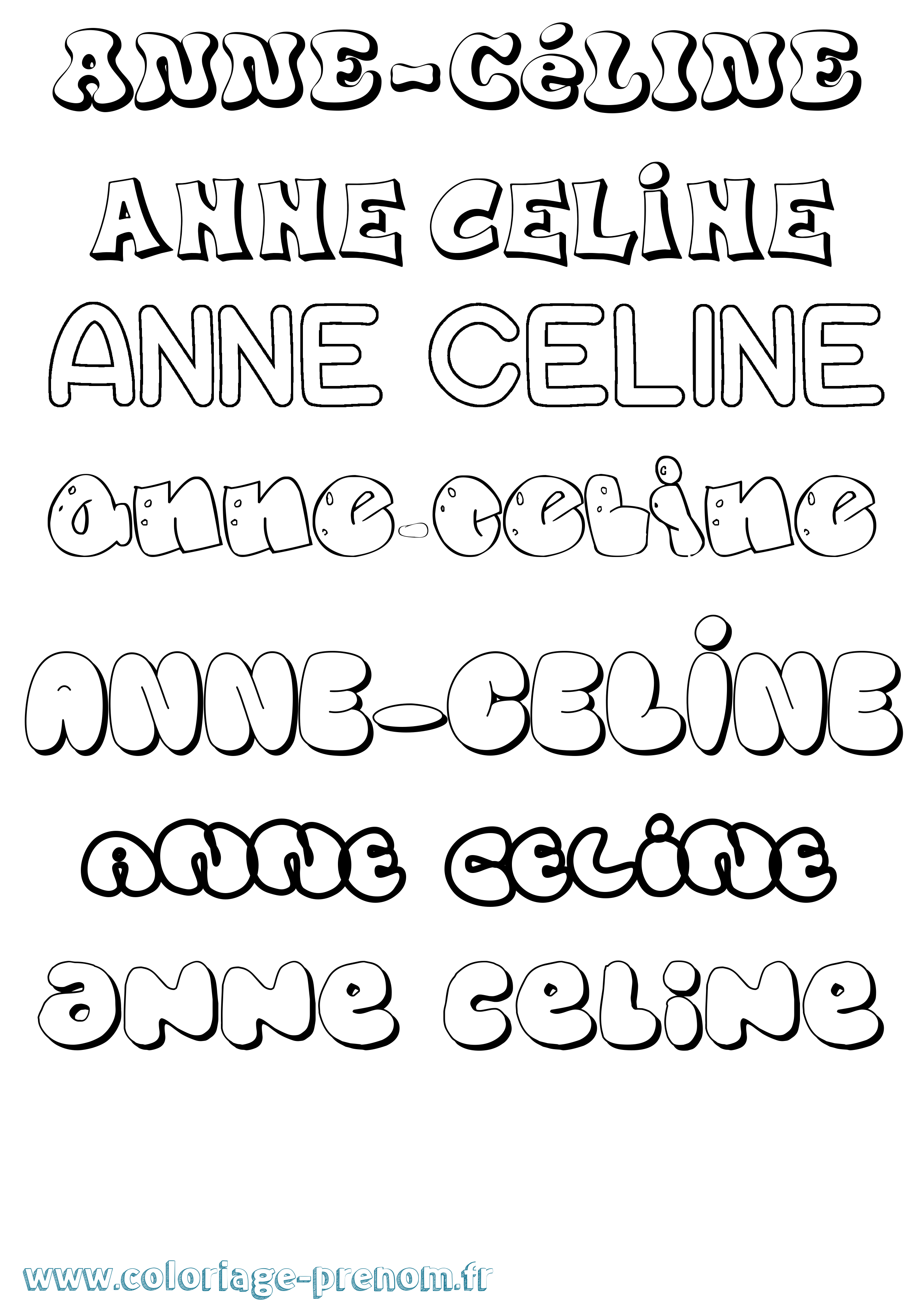 Coloriage Anne-Céline Bubble Coloriage prénom Anne-Céline Bubble
