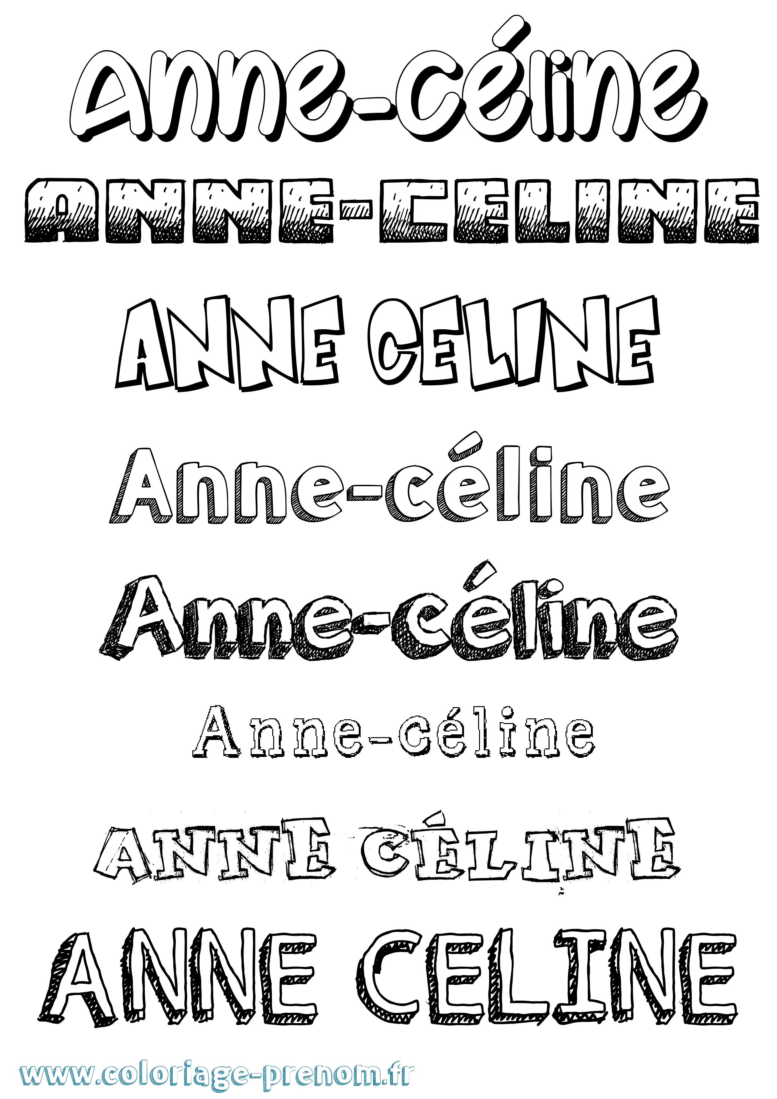 Coloriage Anne-Céline Dessiné Coloriage prénom Anne-Céline Dessiné