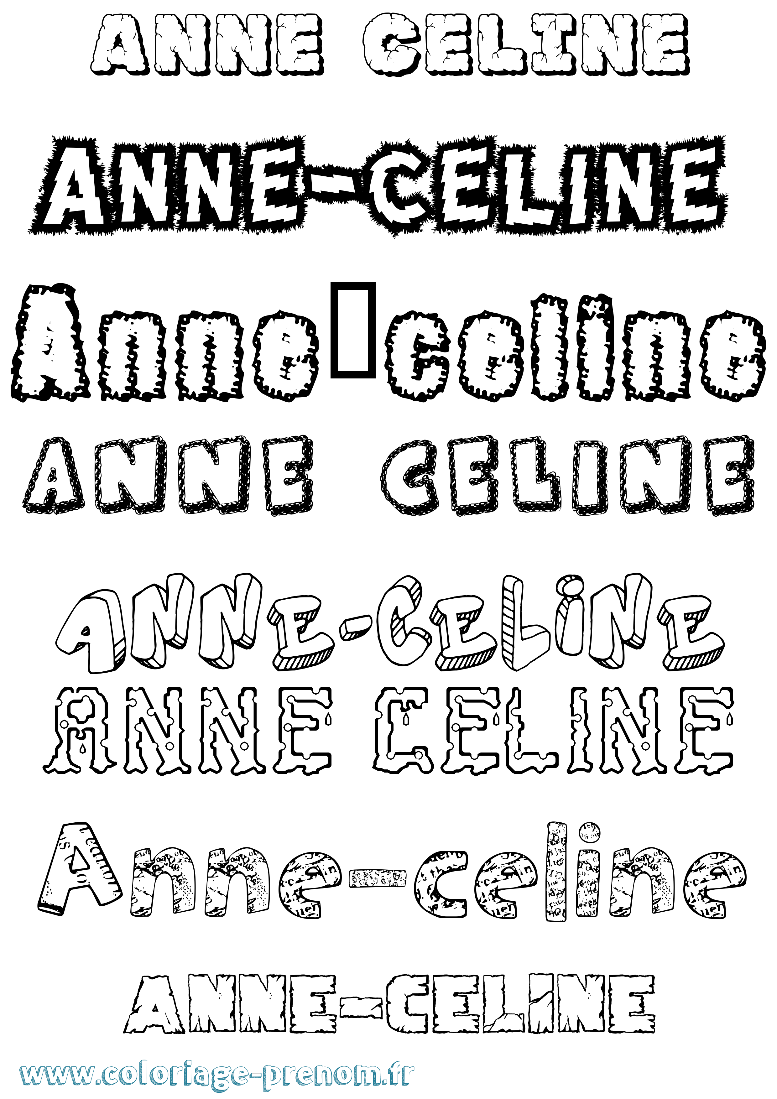 Coloriage Anne-Céline Destructuré Coloriage prénom Anne-Céline Destructuré