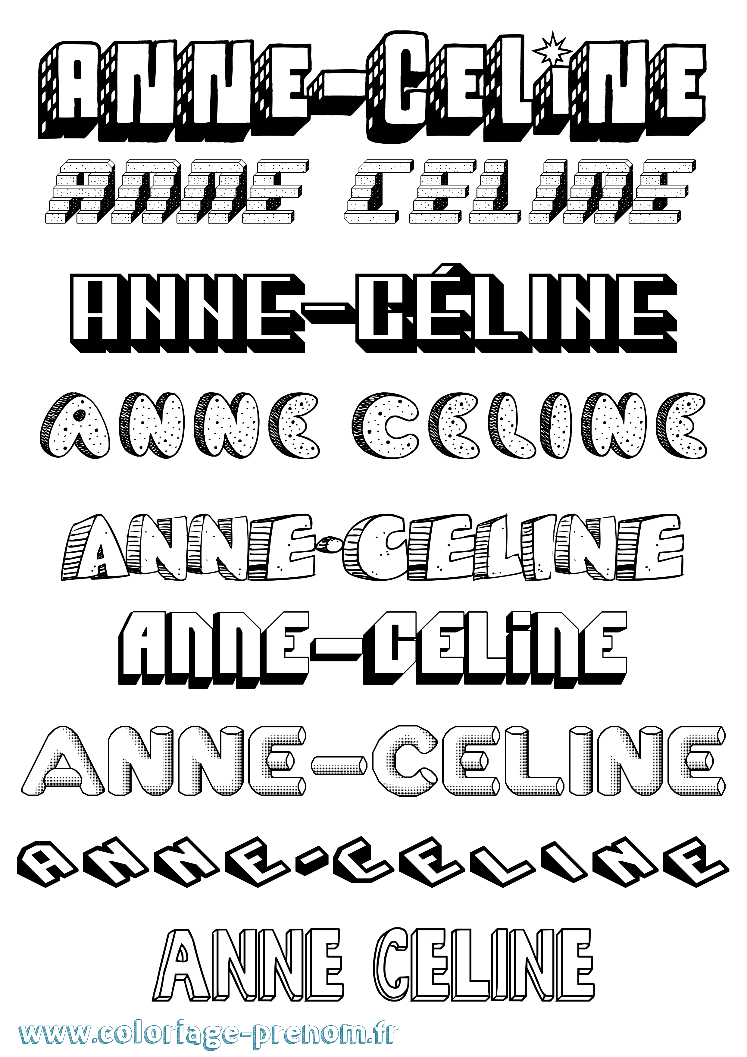 Coloriage Anne-Céline Effet 3D Coloriage prénom Anne-Céline Effet 3D