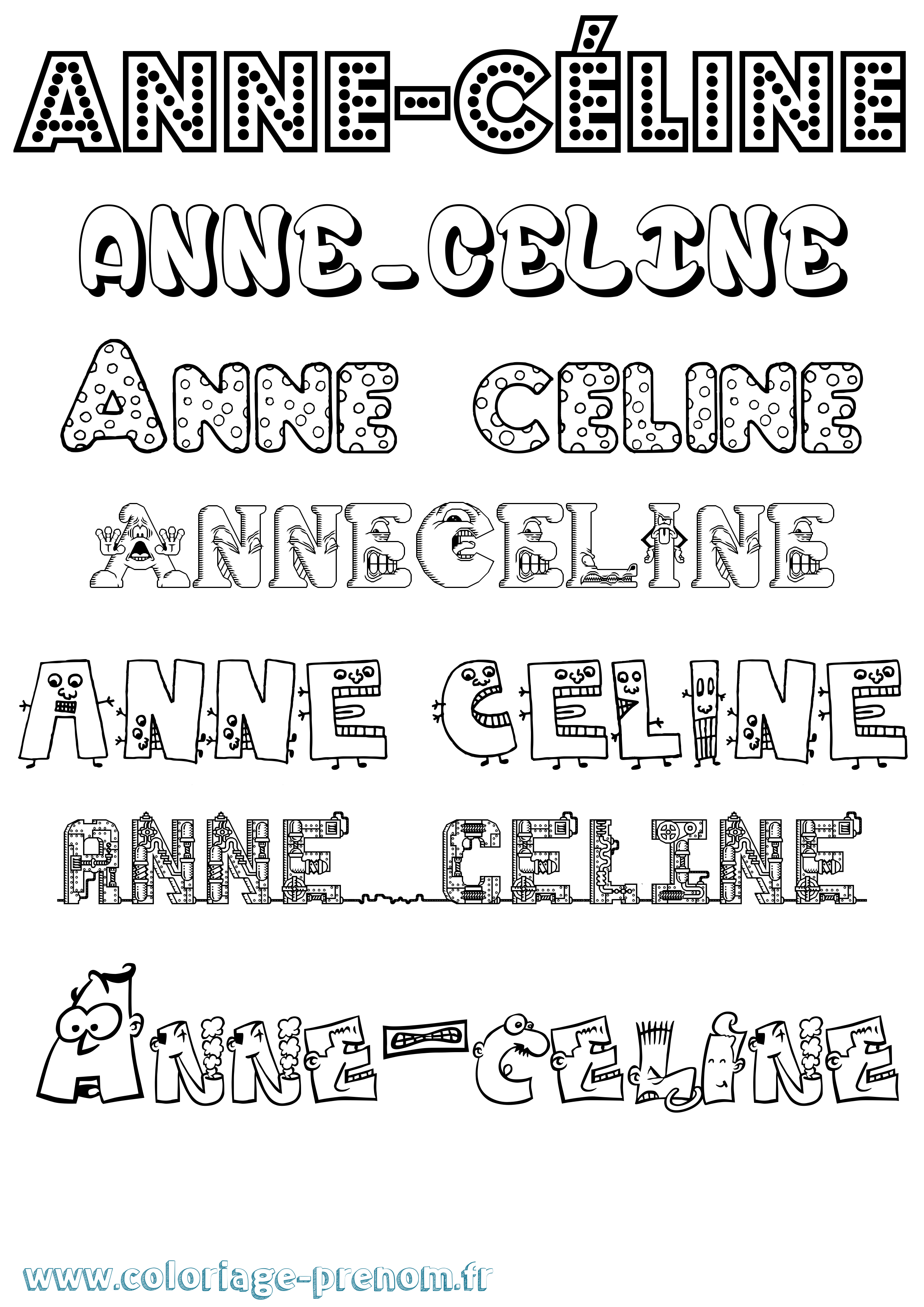 Coloriage Anne-Céline Fun Coloriage prénom Anne-Céline Fun