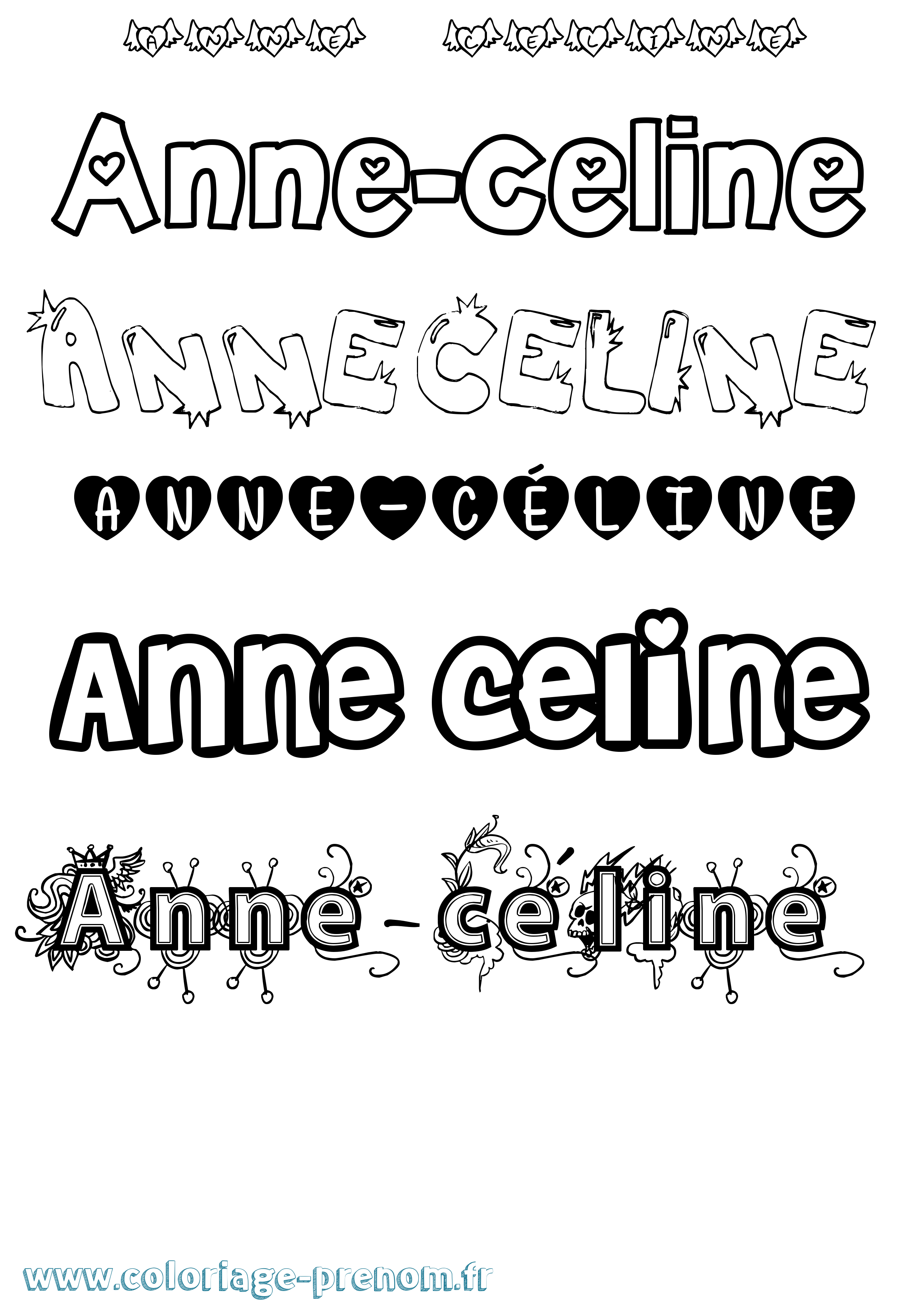 Coloriage Anne-Céline Girly Coloriage prénom Anne-Céline Girly