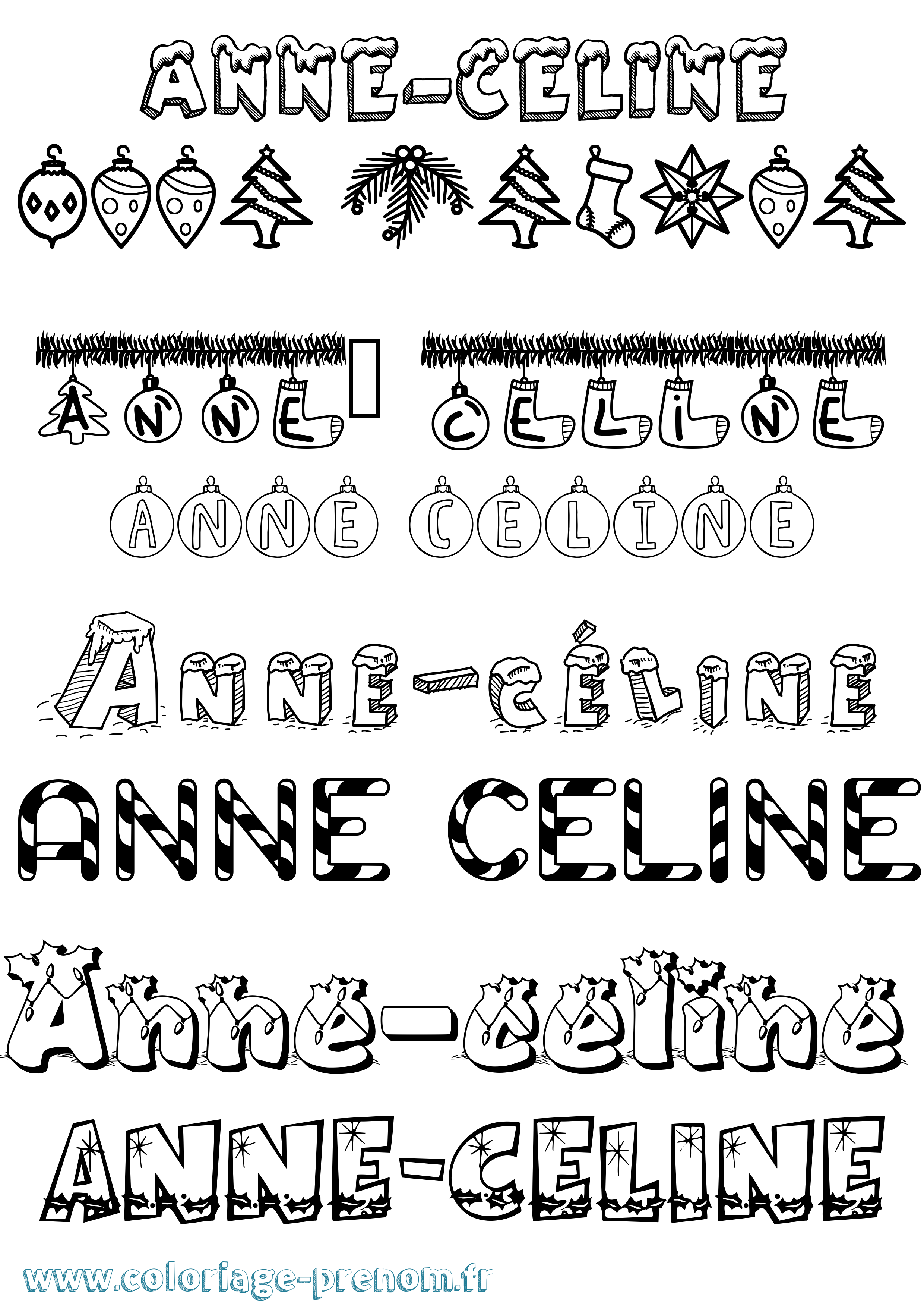 Coloriage Anne-Céline Noël Coloriage prénom Anne-Céline Noël