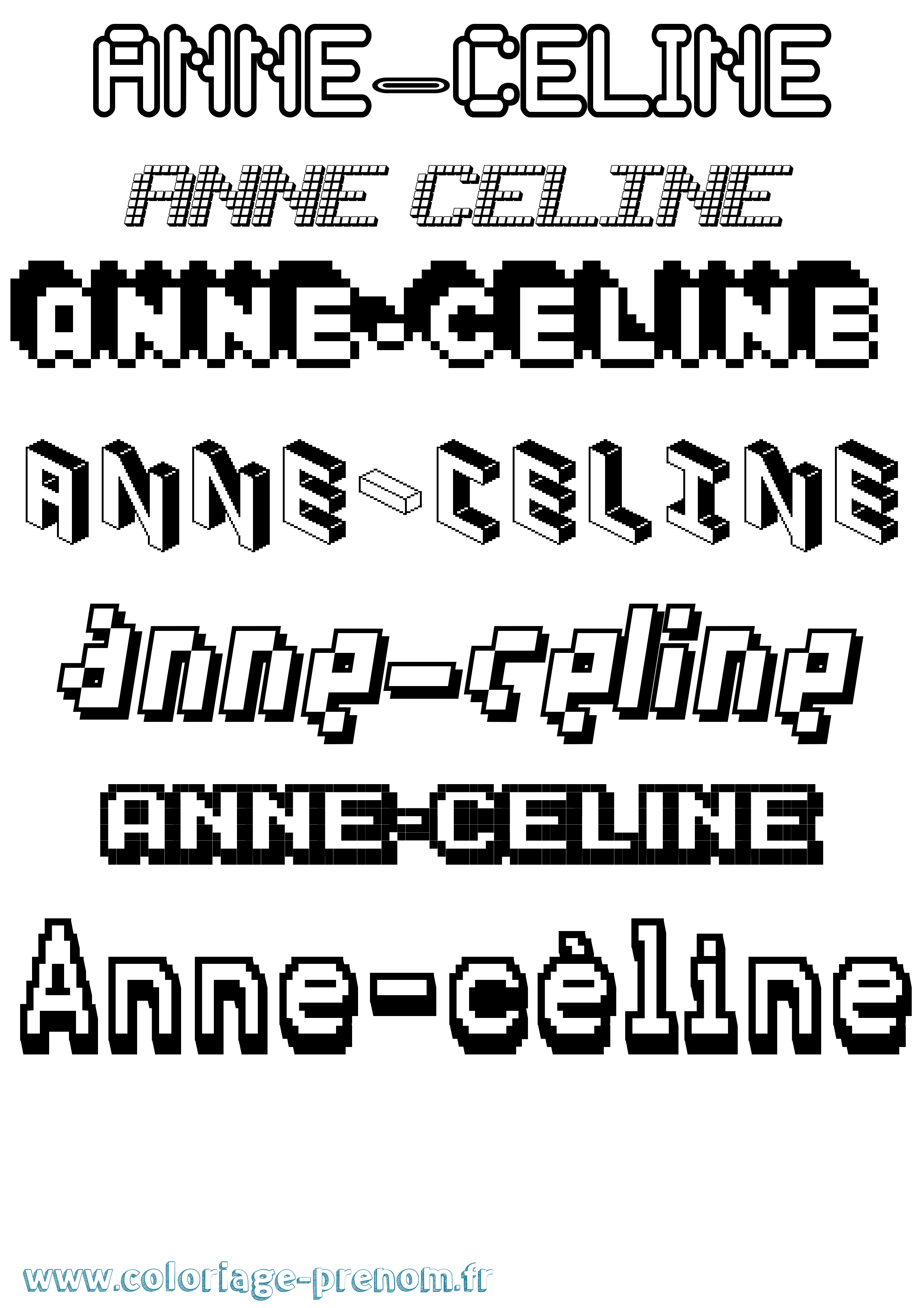 Coloriage Anne-Céline Pixel Coloriage prénom Anne-Céline Pixel