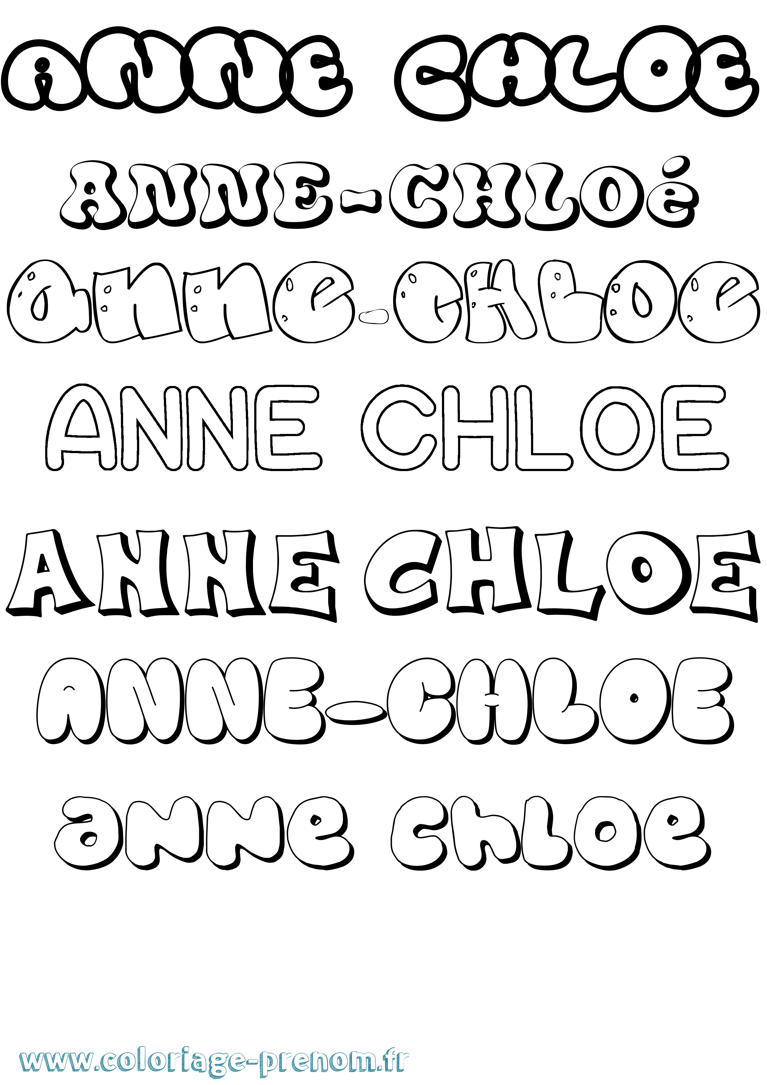 Coloriage Anne-Chloé Bubble Coloriage prénom Anne-Chloé Bubble