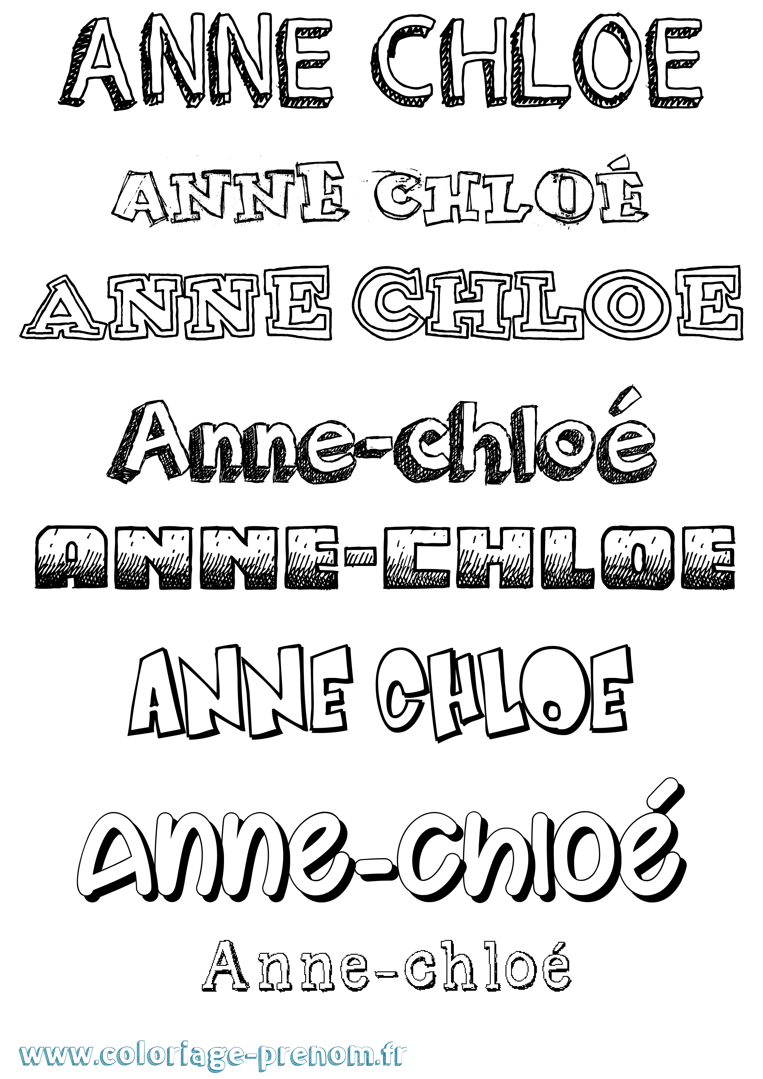 Coloriage Anne-Chloé Dessiné Coloriage prénom Anne-Chloé Dessiné