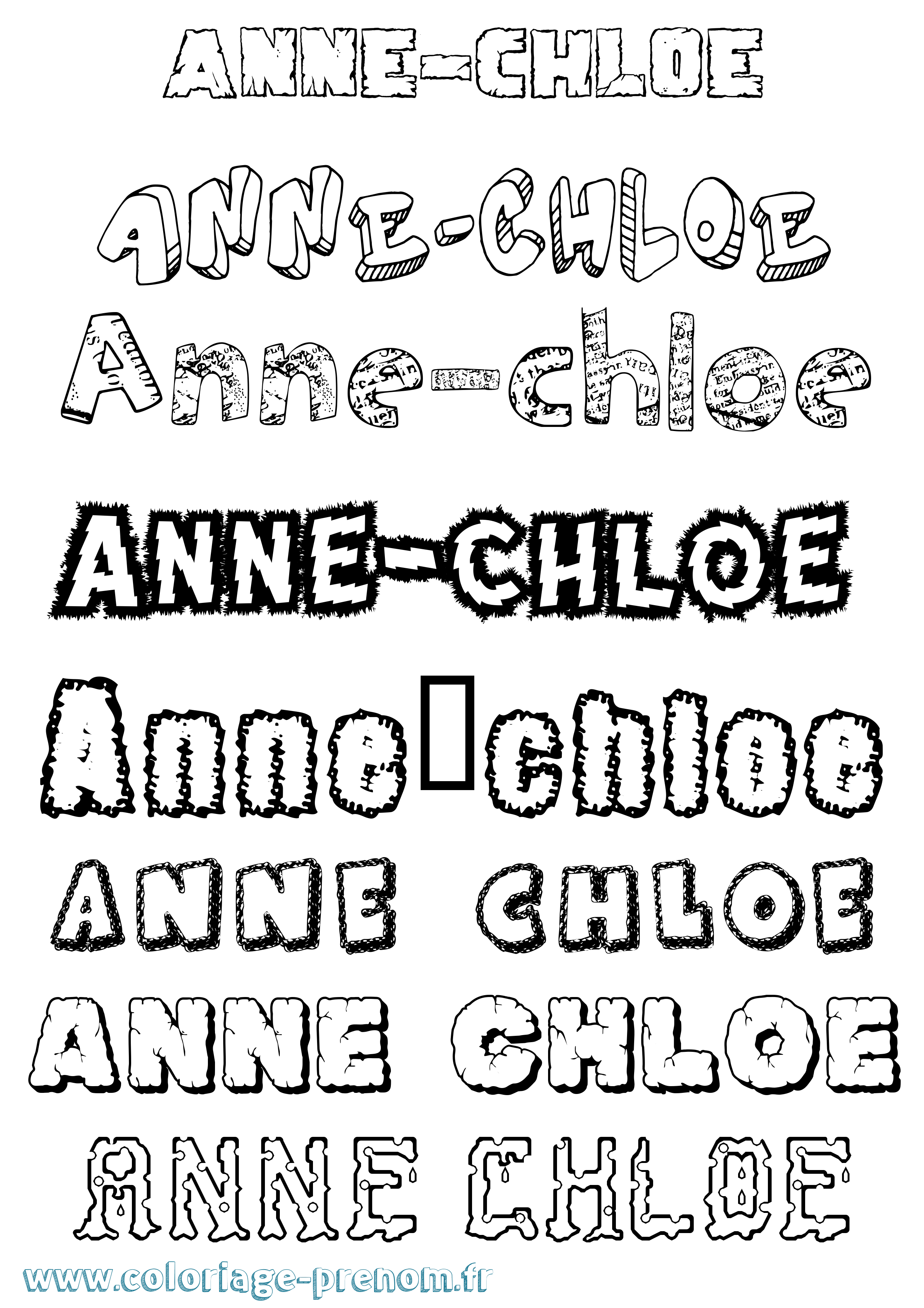 Coloriage Anne-Chloé Destructuré Coloriage prénom Anne-Chloé Destructuré