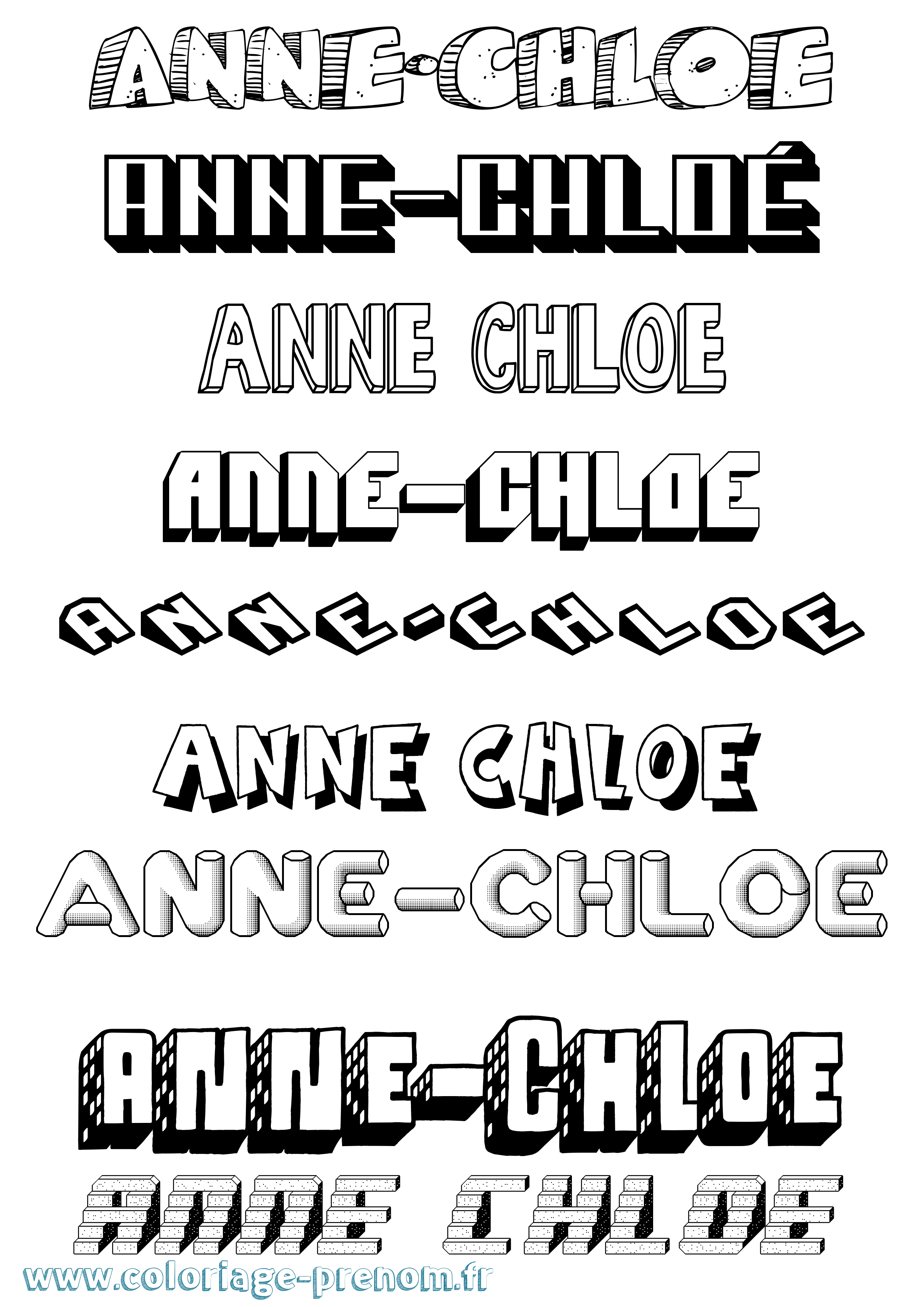 Coloriage Anne-Chloé Effet 3D Coloriage prénom Anne-Chloé Effet 3D