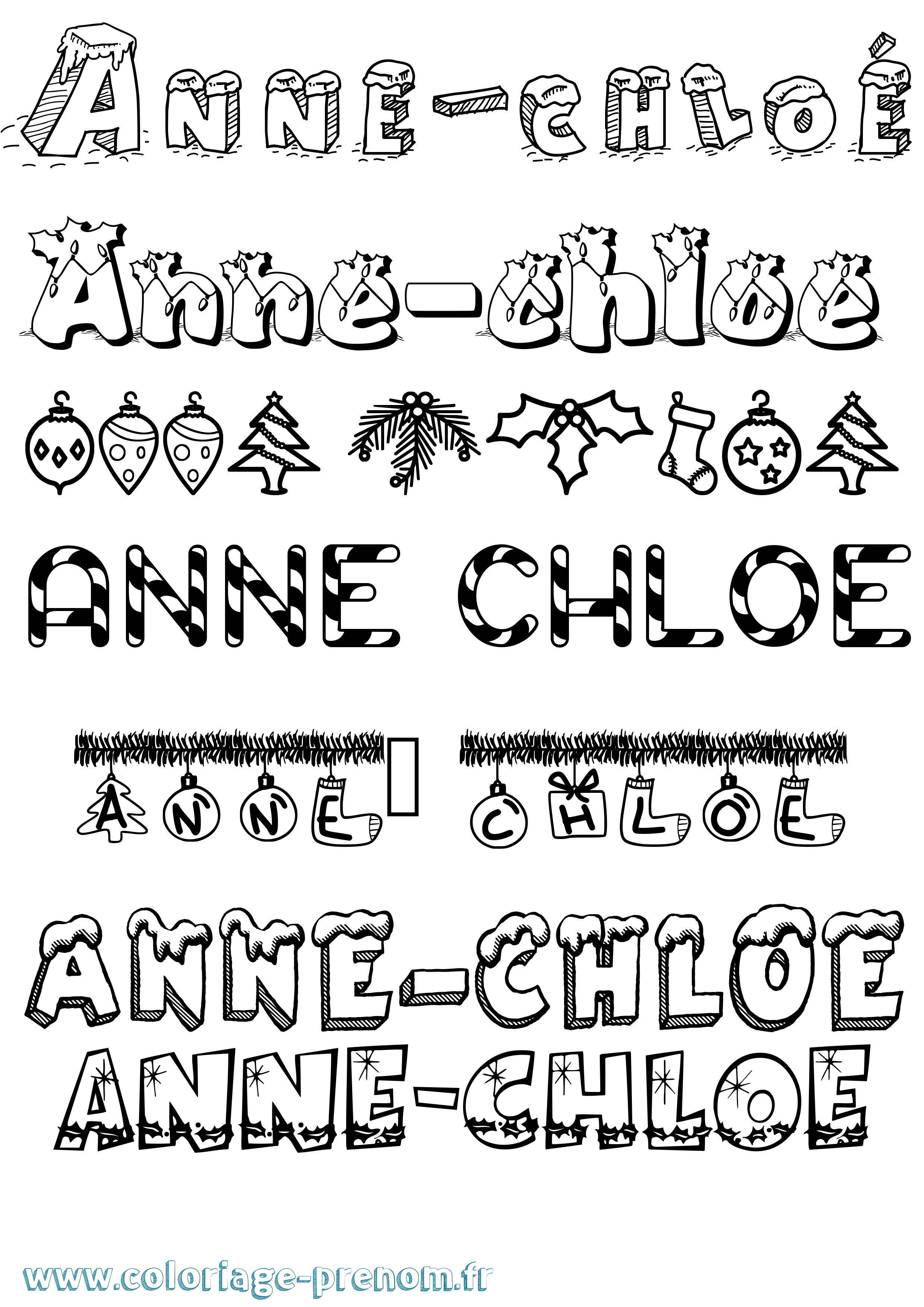 Coloriage Anne-Chloé Noël Coloriage prénom Anne-Chloé Noël
