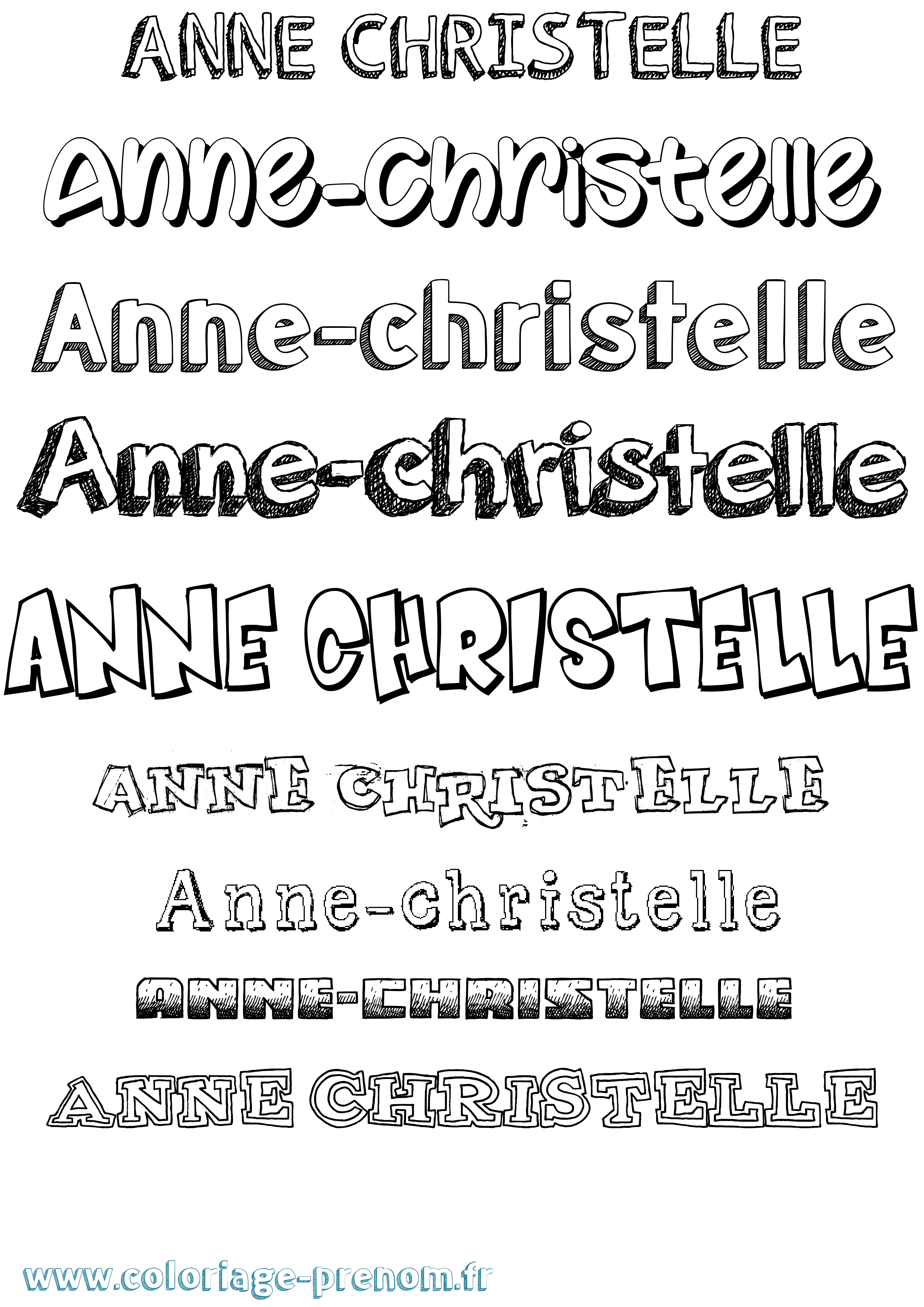 Coloriage Anne-Christelle Dessiné Coloriage prénom Anne-Christelle Dessiné