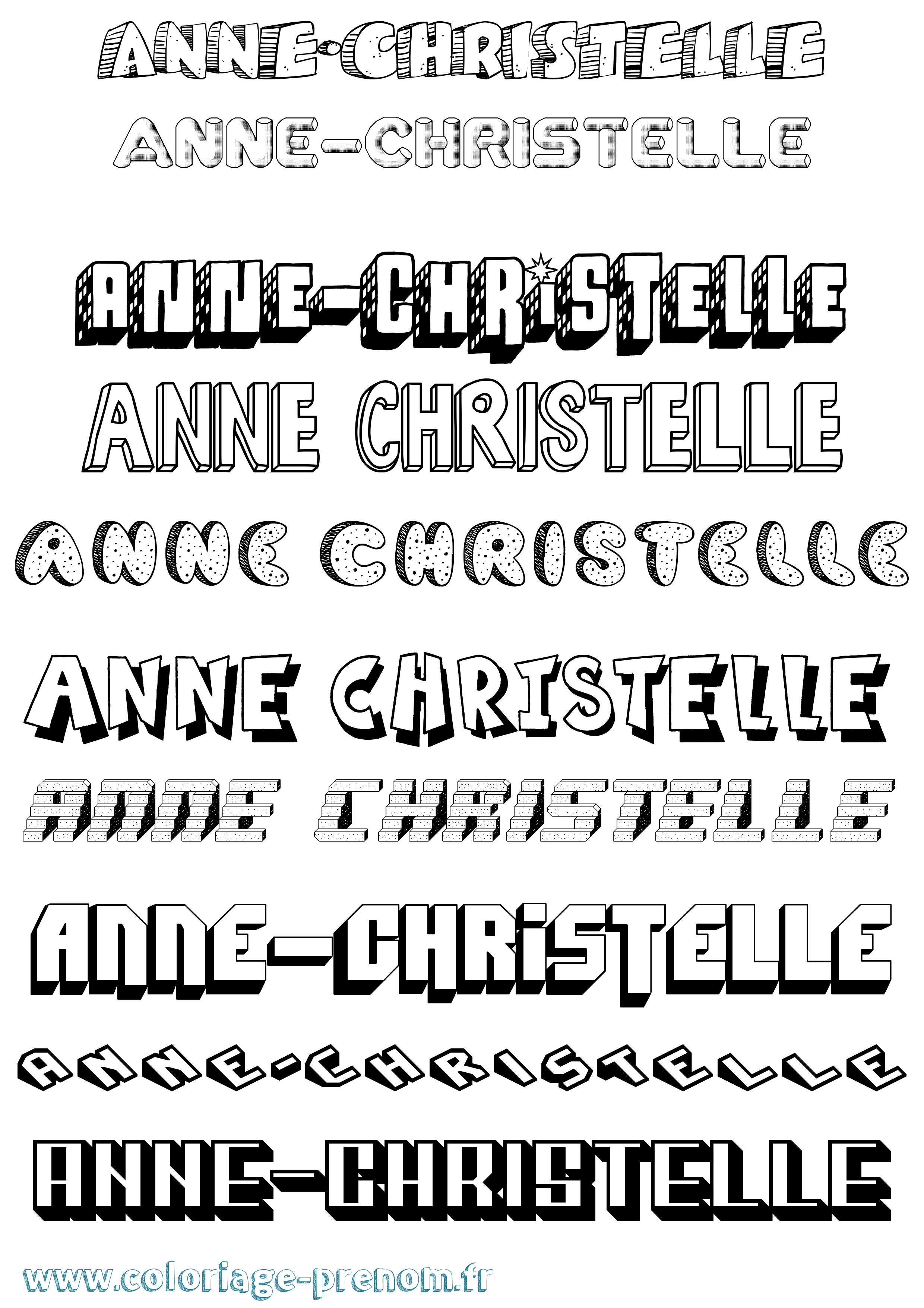Coloriage Anne-Christelle Effet 3D Coloriage prénom Anne-Christelle Effet 3D