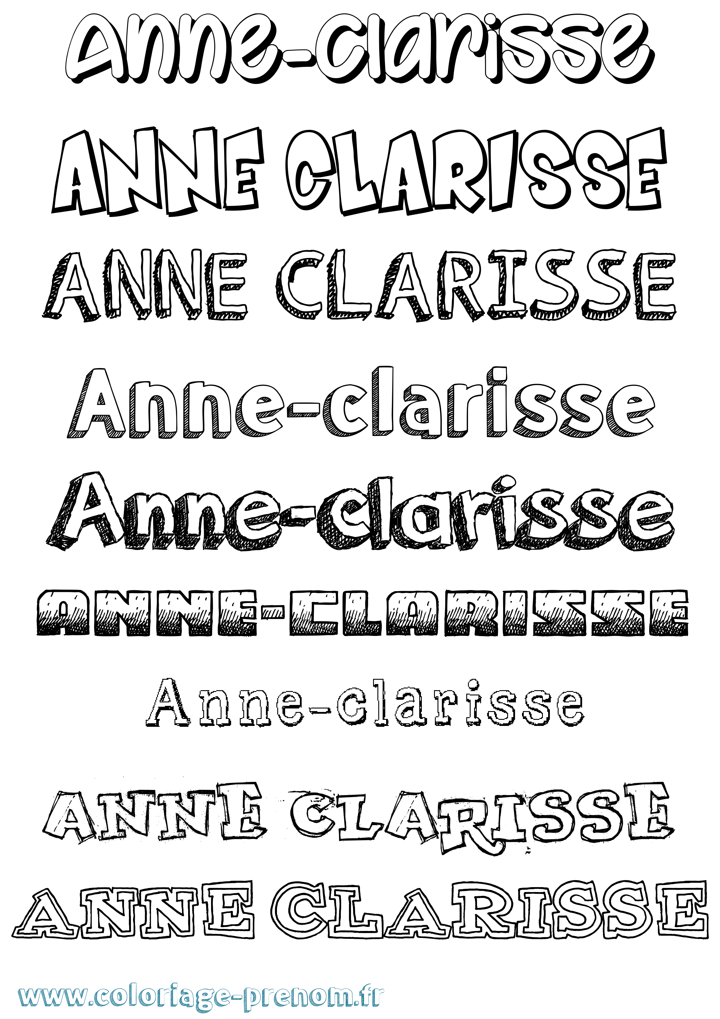 Coloriage Anne-Clarisse Dessiné Coloriage prénom Anne-Clarisse Dessiné