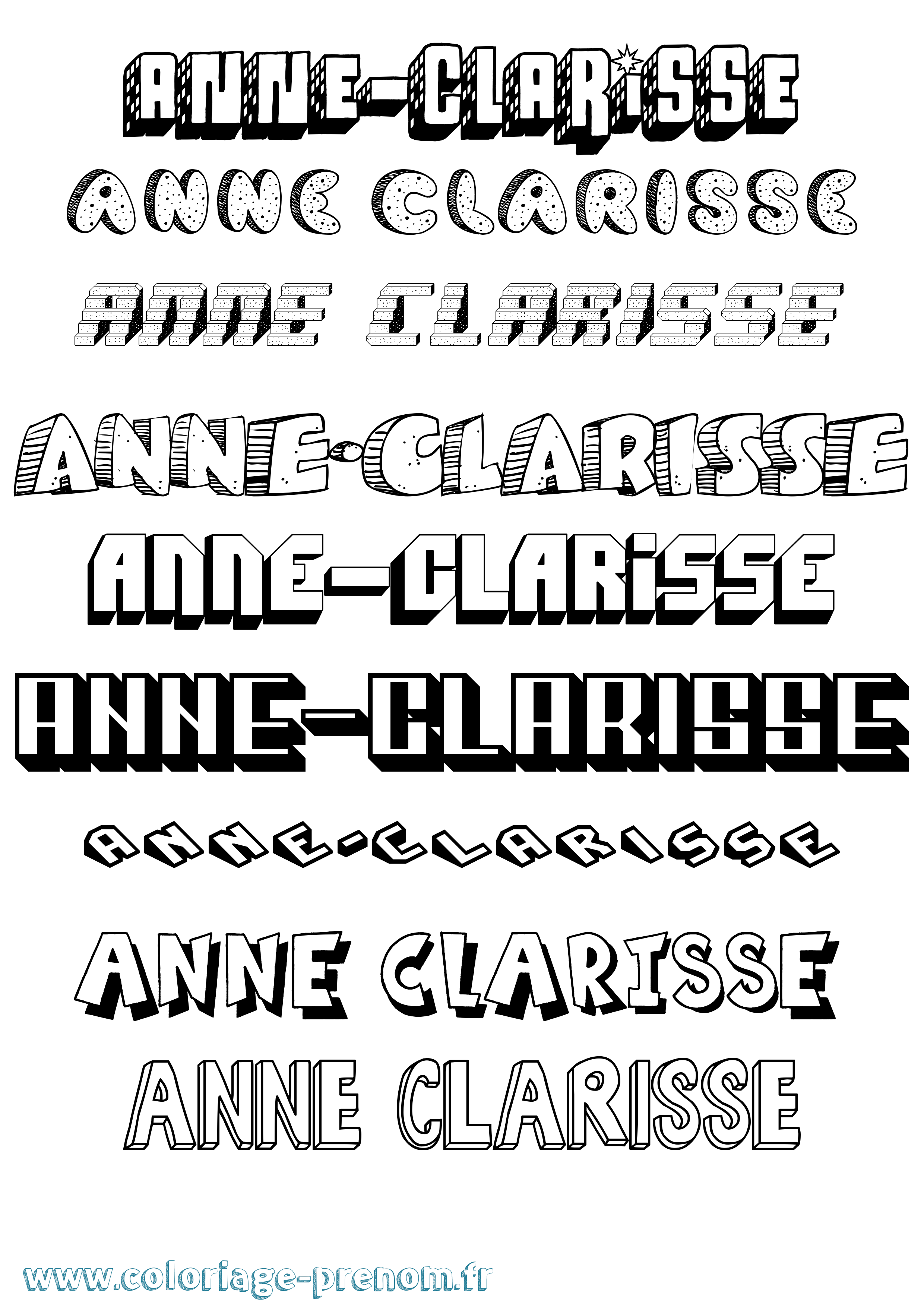 Coloriage Anne-Clarisse Effet 3D Coloriage prénom Anne-Clarisse Effet 3D
