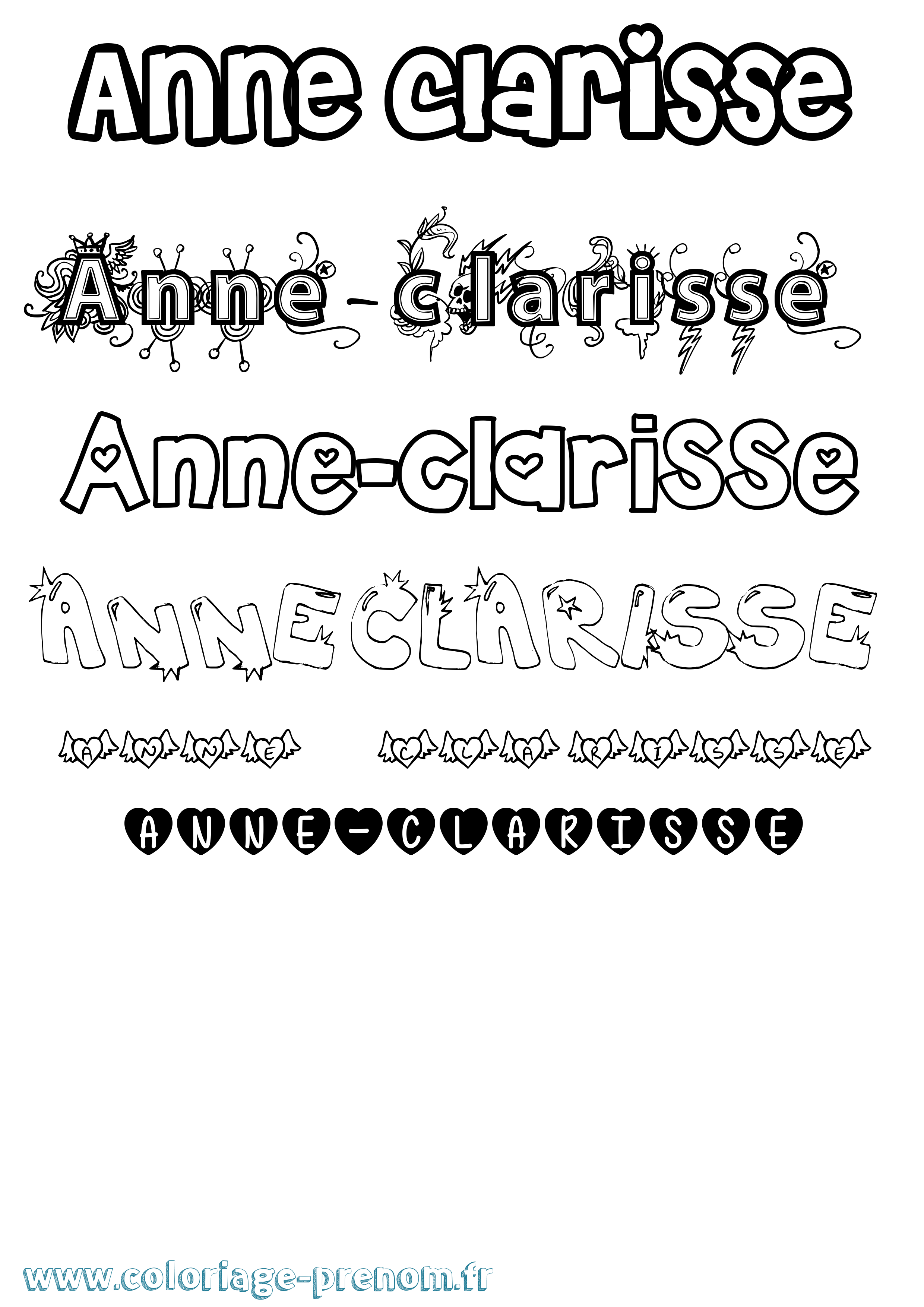Coloriage Anne-Clarisse Girly Coloriage prénom Anne-Clarisse Girly