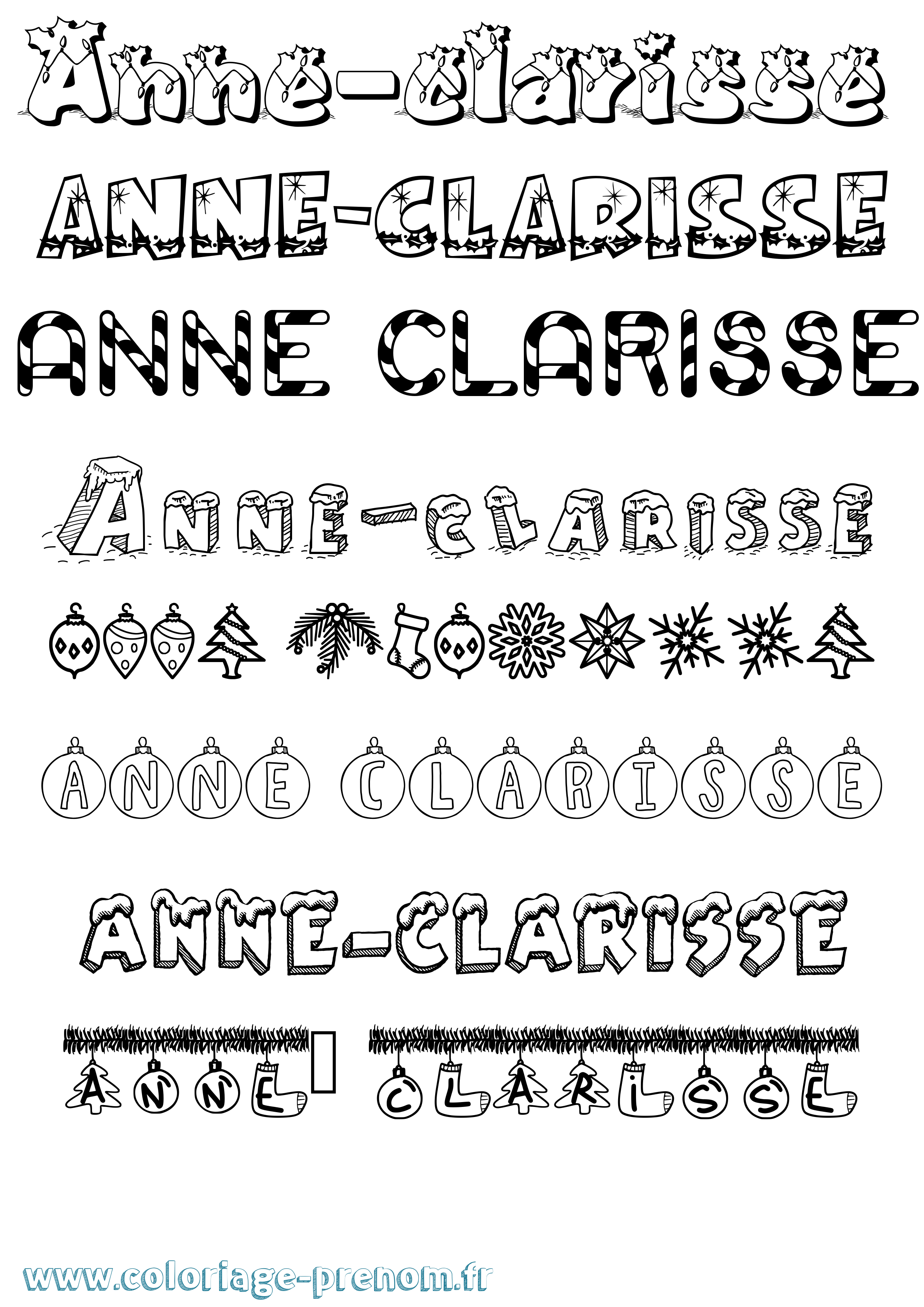 Coloriage Anne-Clarisse Noël Coloriage prénom Anne-Clarisse Noël