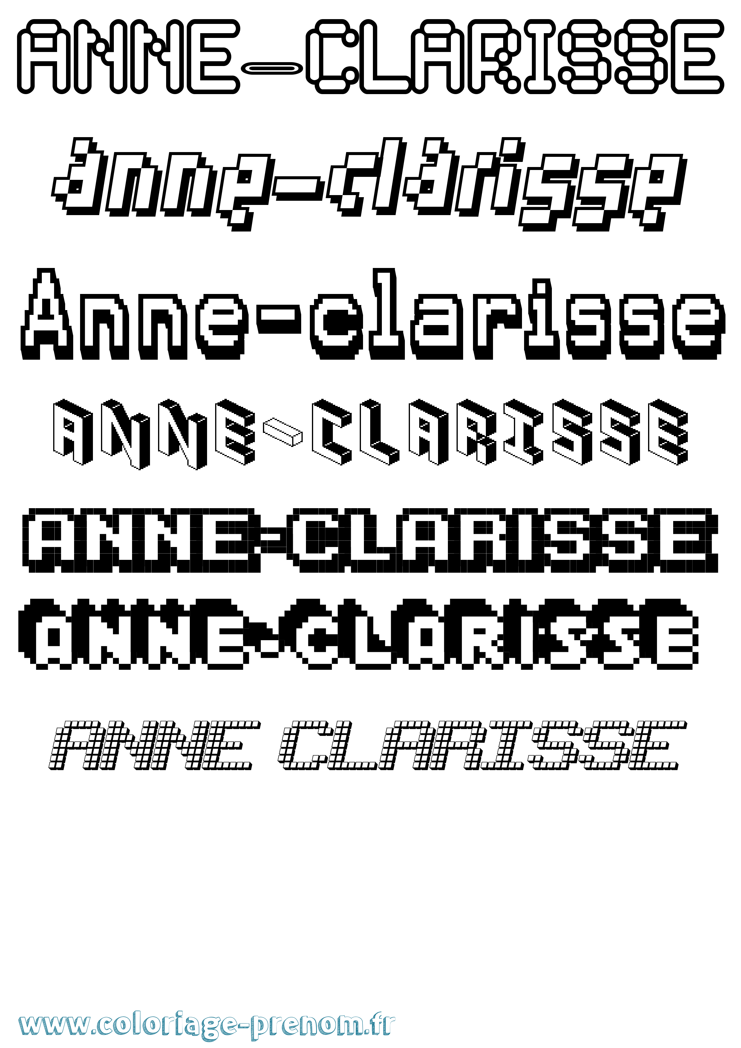 Coloriage Anne-Clarisse Pixel Coloriage prénom Anne-Clarisse Pixel