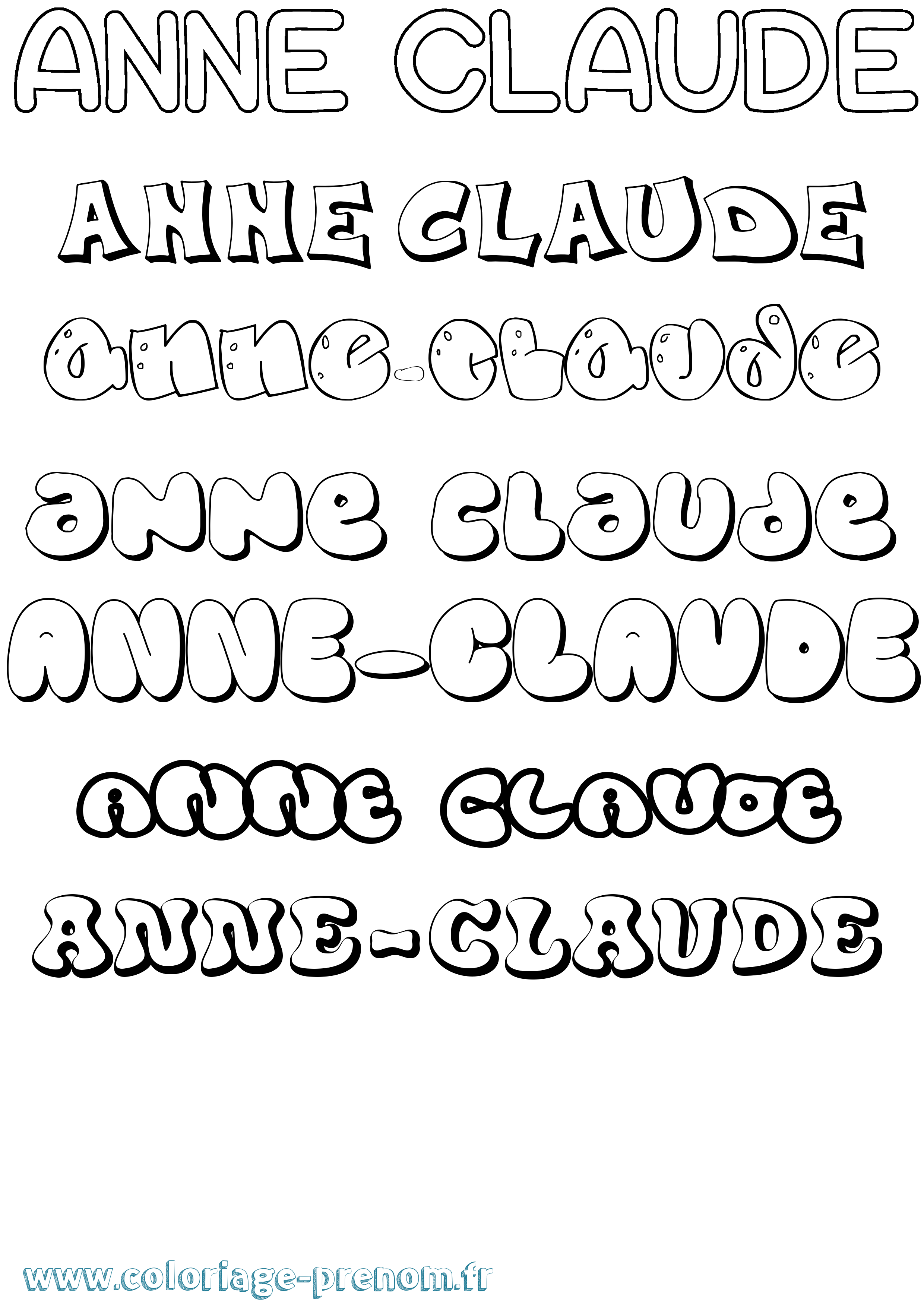 Coloriage Anne-Claude Bubble Coloriage prénom Anne-Claude Bubble