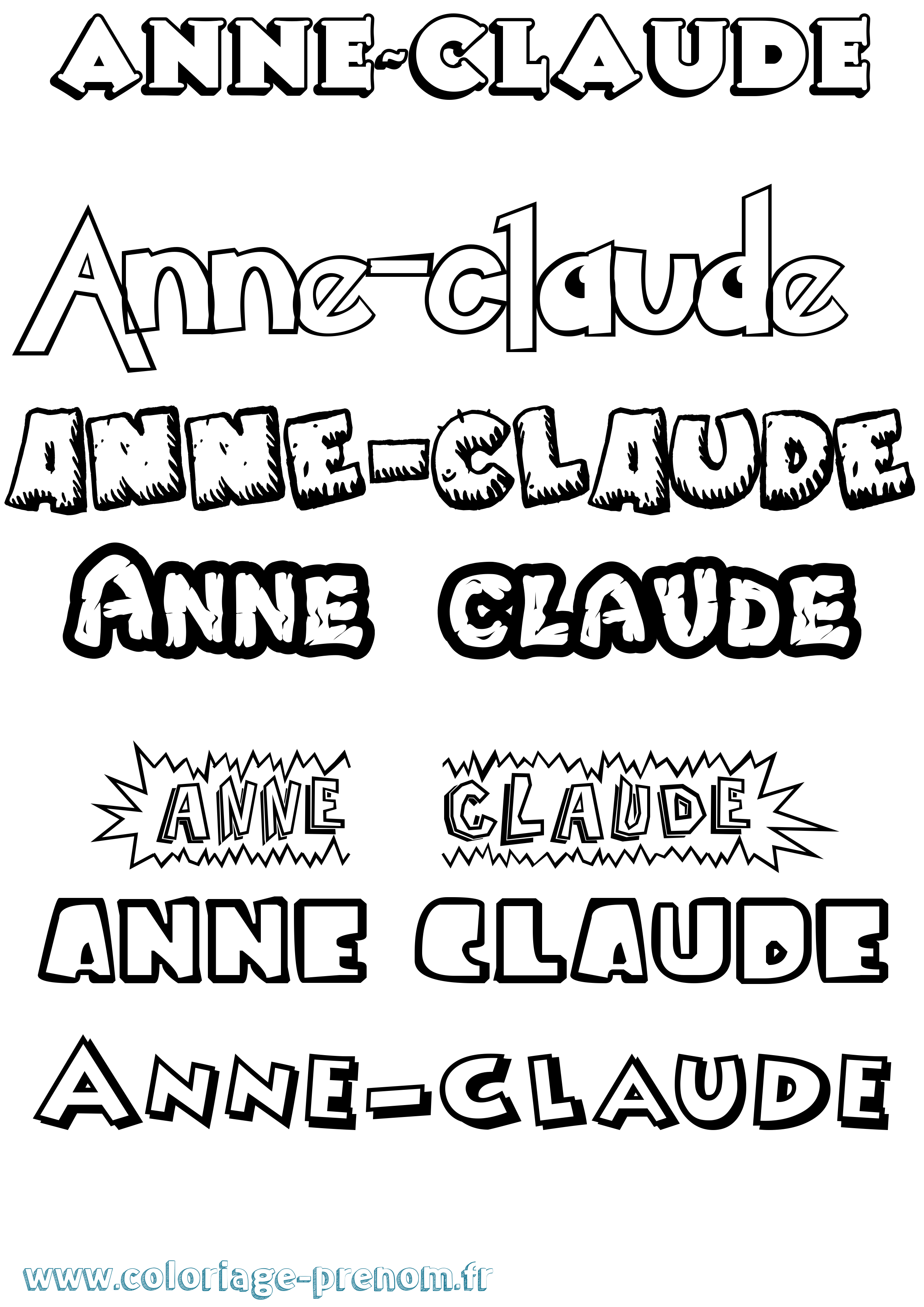 Coloriage Anne-Claude Dessin Animé Coloriage prénom Anne-Claude Dessin Animé