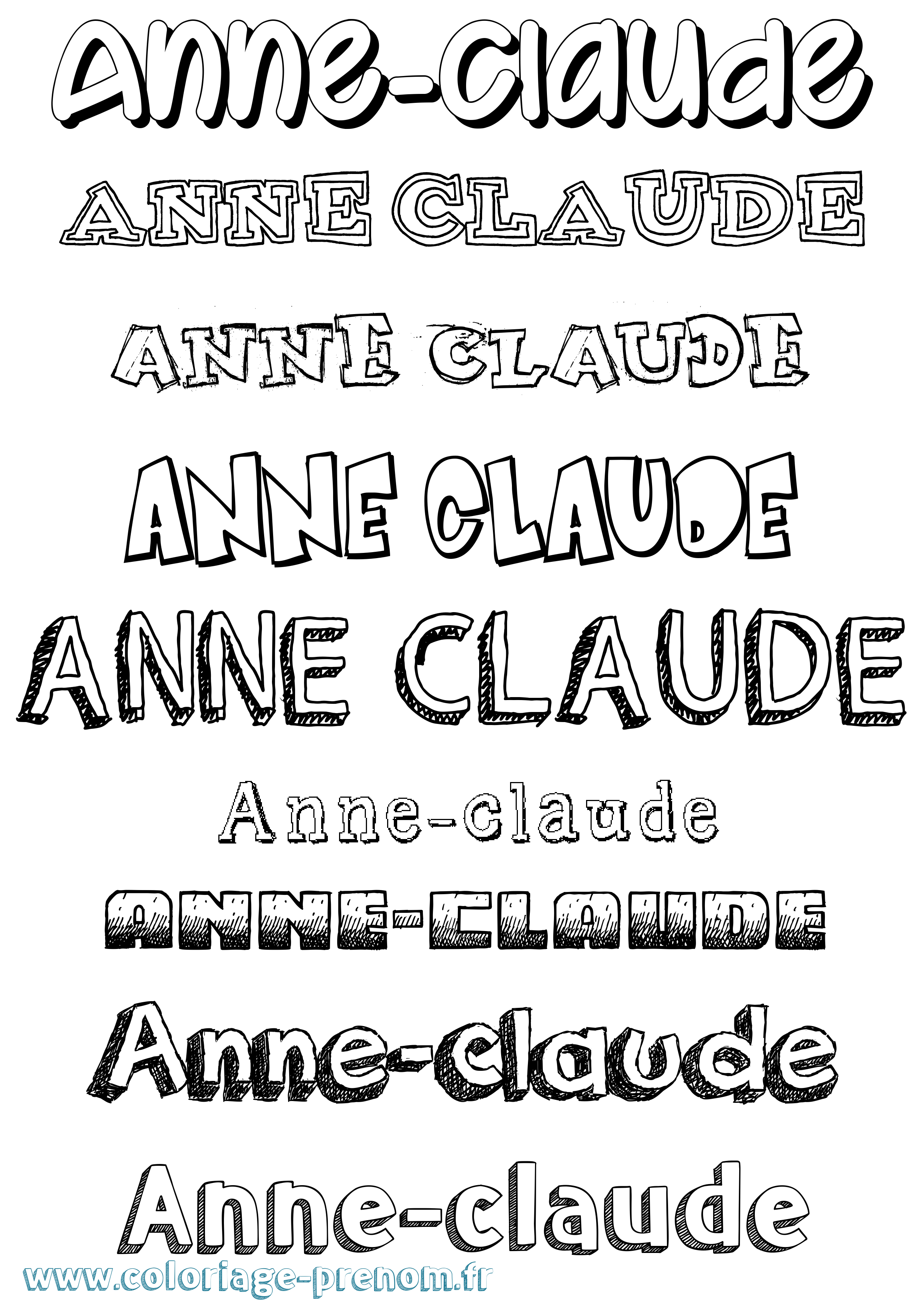 Coloriage Anne-Claude Dessiné Coloriage prénom Anne-Claude Dessiné