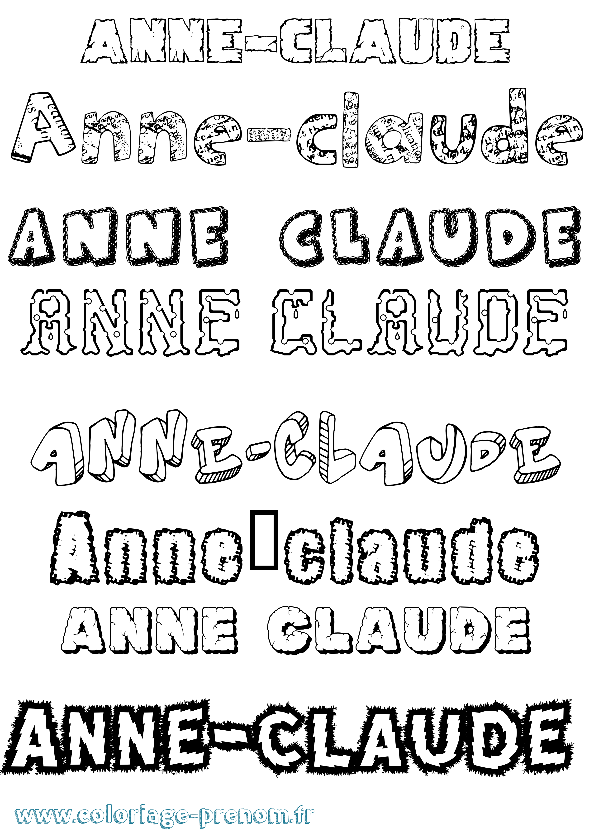 Coloriage Anne-Claude Destructuré Coloriage prénom Anne-Claude Destructuré